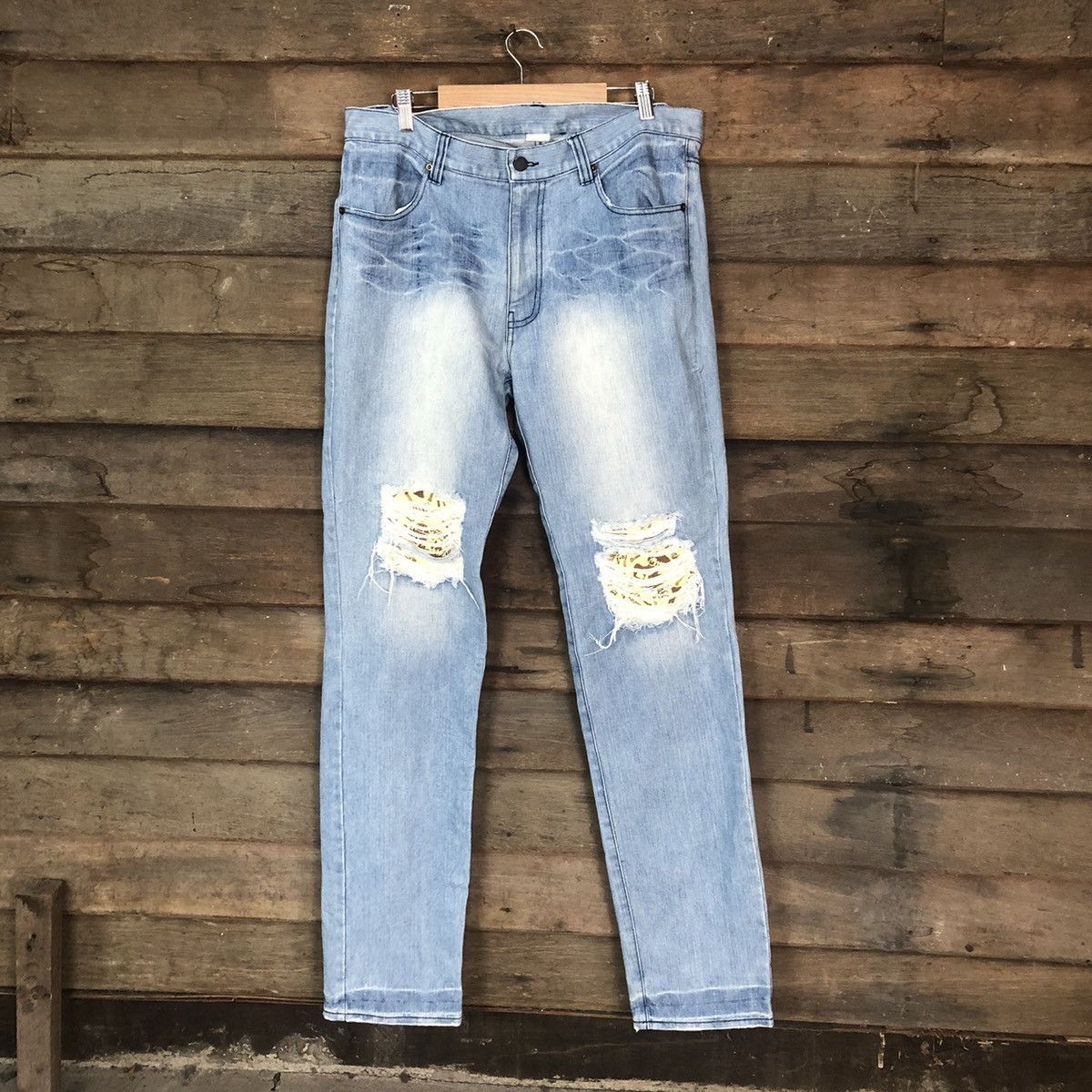 Leflaf Blue Distressed Denim Pants #038A