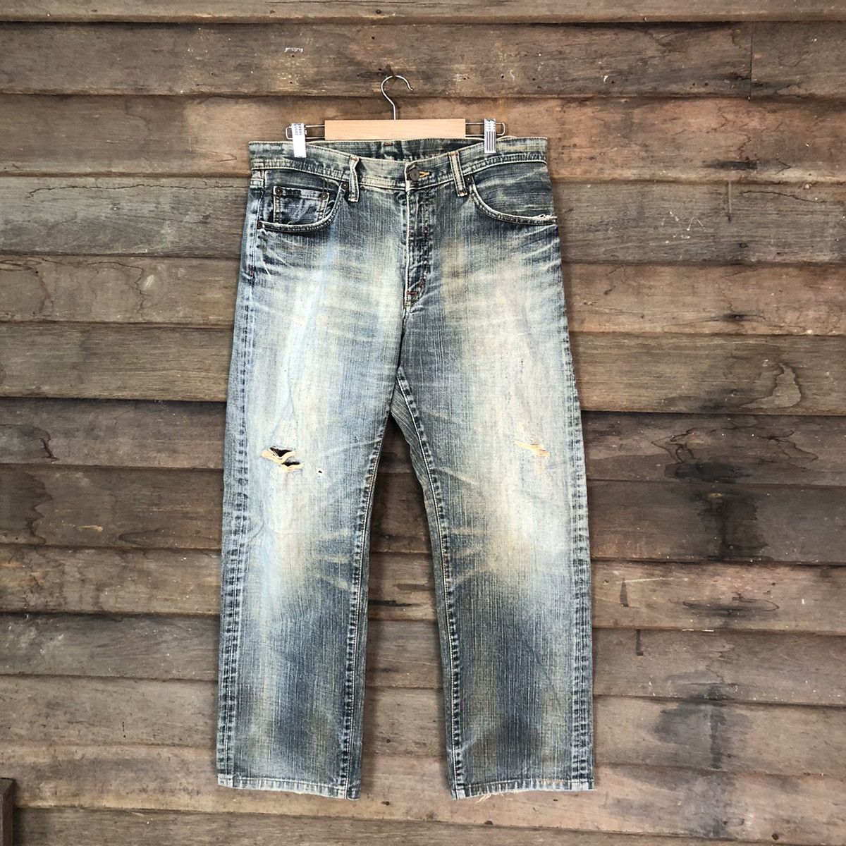 GL Heart Blue Distressed Denim Pants #032A