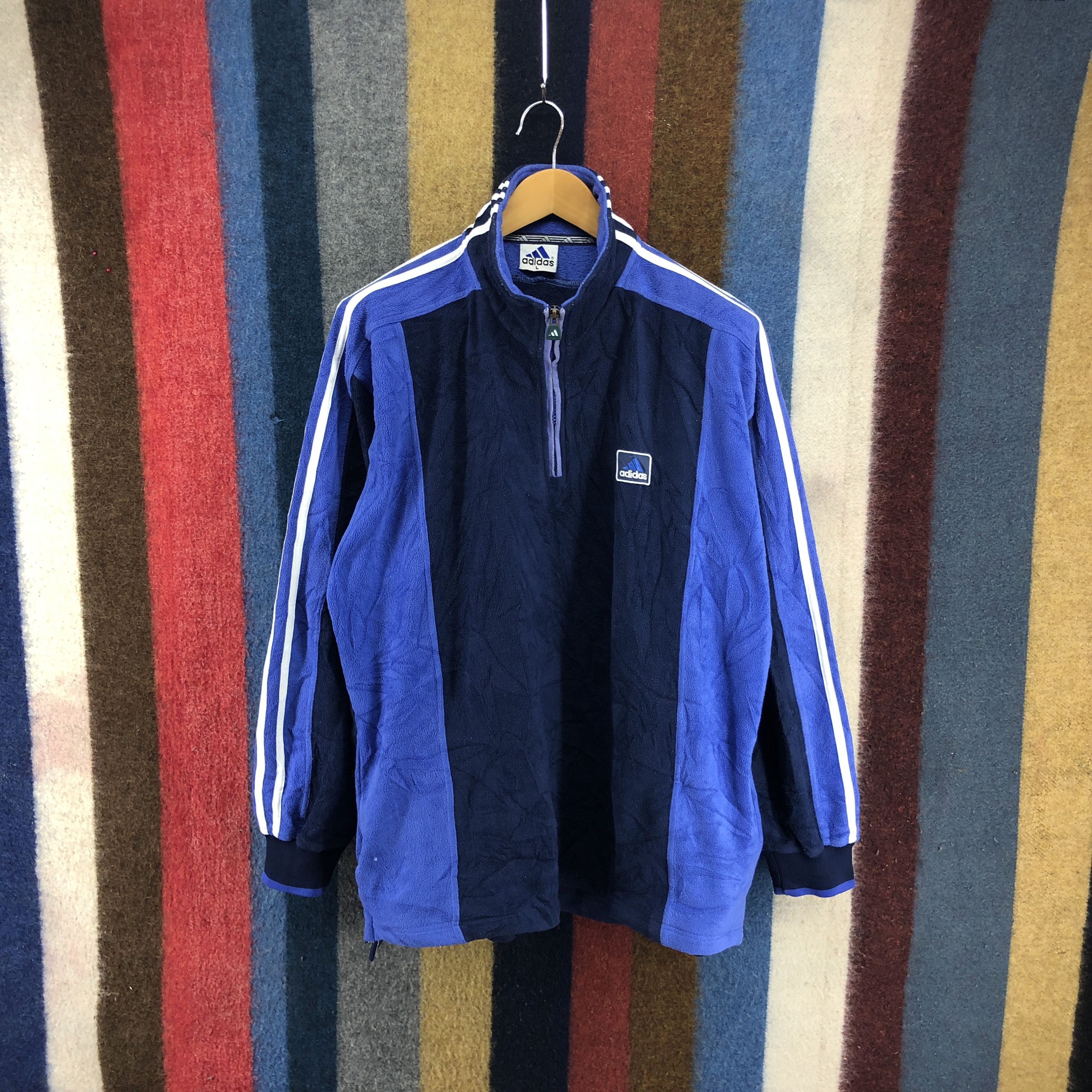 Adidas Vintage ADIDAS THREE STRIPE Turtle Neck Fleece #0121/F Size US XL / EU 56 / 4 - 1 Thumbnail