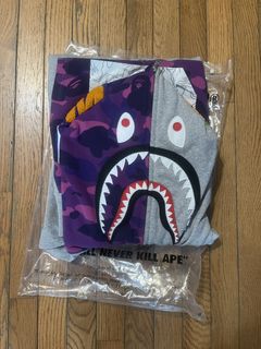 Bathing Ape Bape Purple Camo Shark Hoodie Size XXL Teen Fits Small Adult  22.5”