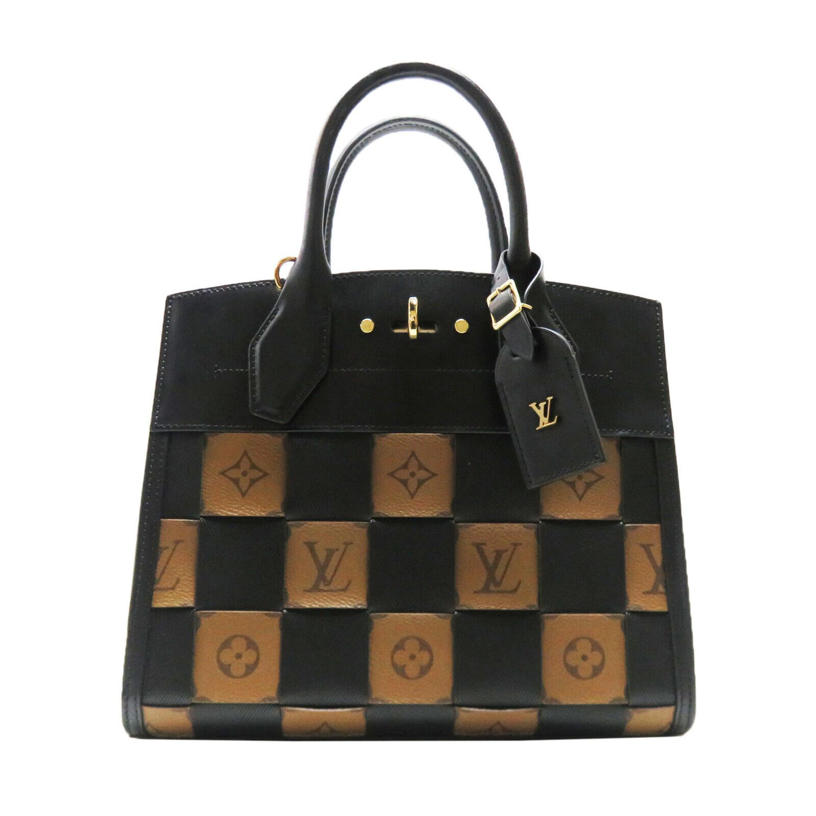 Louis Vuitton City Steamer PM Monogram Damier Tressage Black Handbag