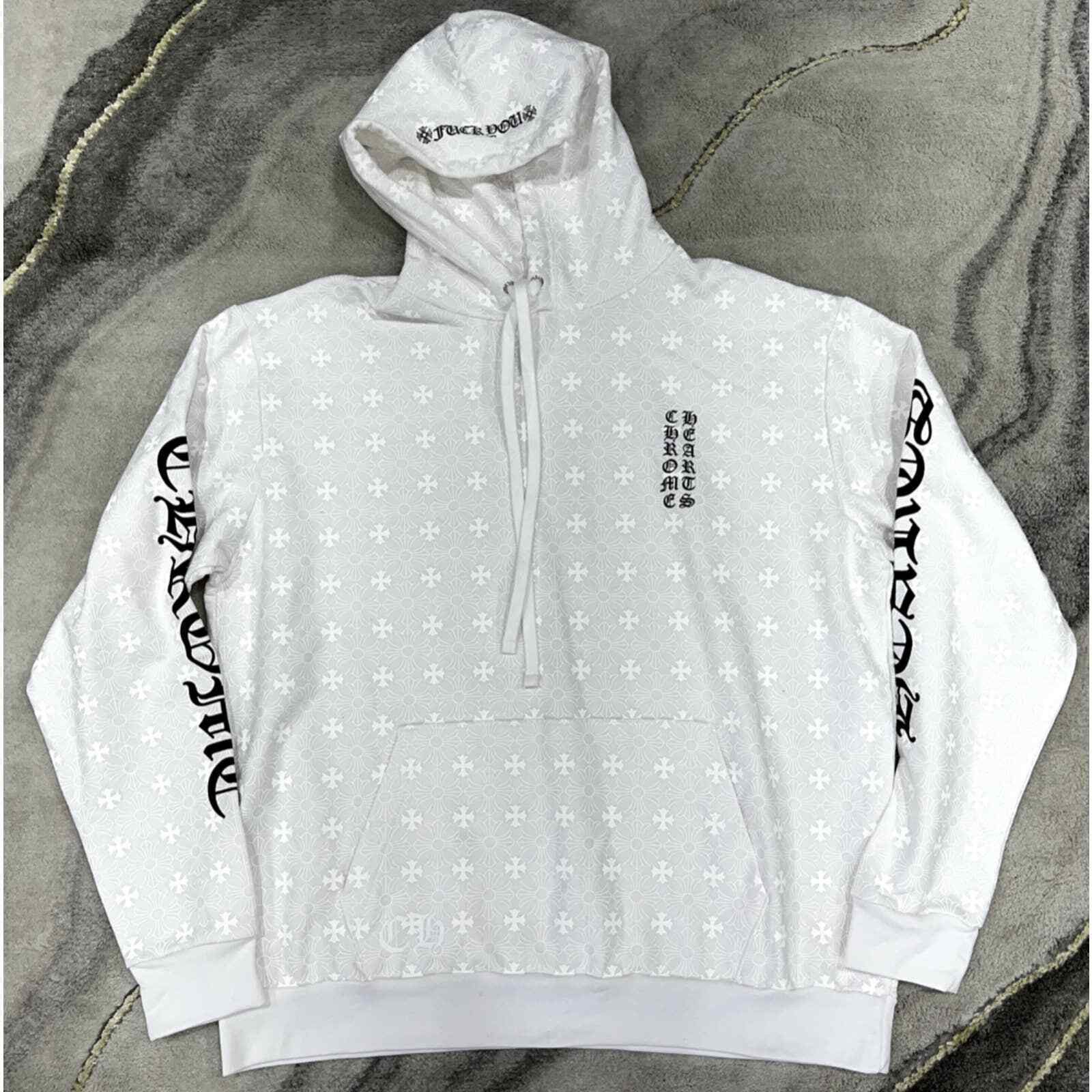 Chrome Hearts Floral Cross Zip Hoodie 'White