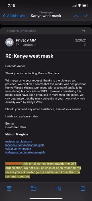 Kanye West Official Kanye West 2013 Maison Margiela Yeezus Tour Mask Size ONE SIZE - 9 Preview