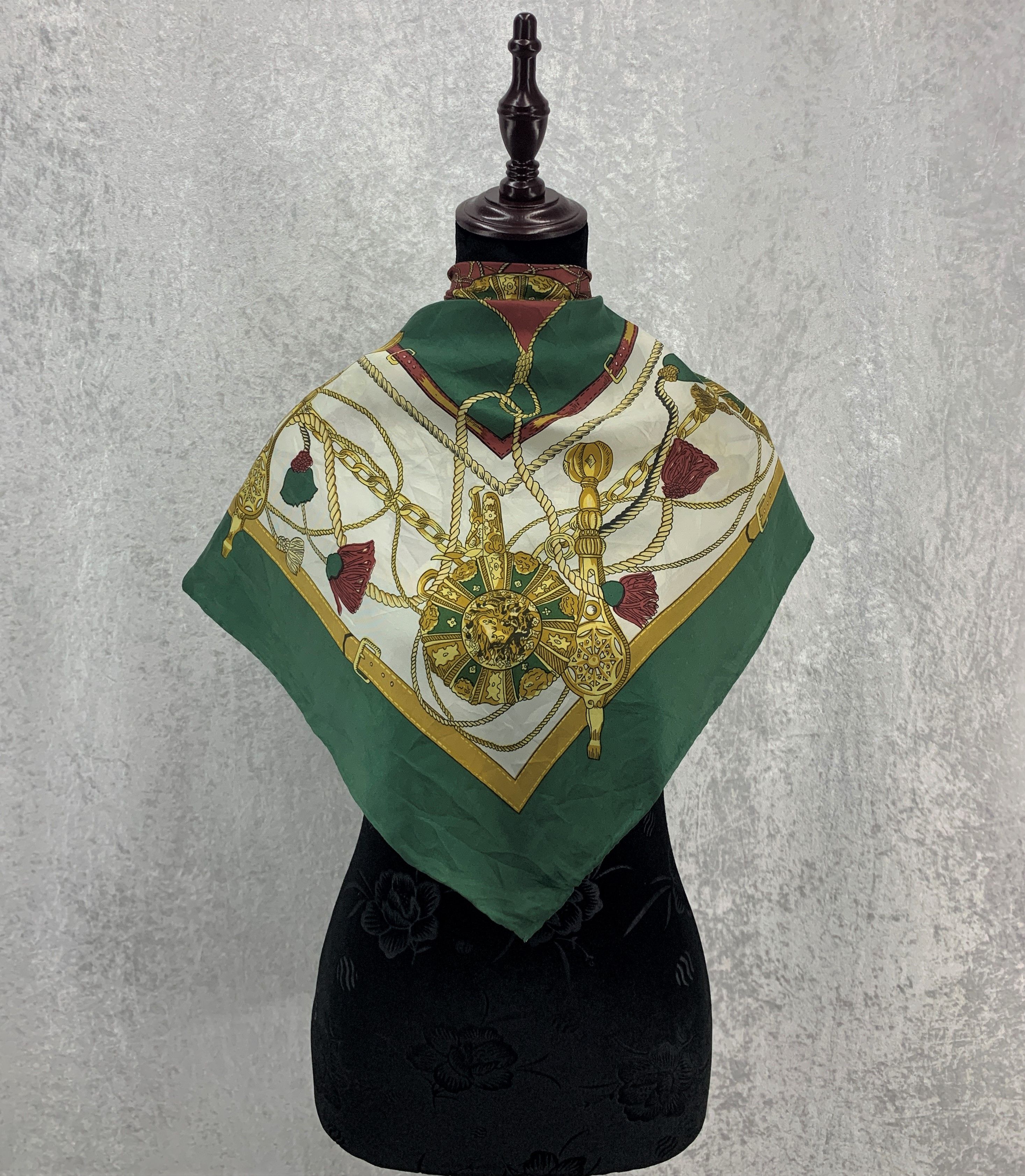 Vintage Hand Printed Silk Scarf/Square Scarf -SCA221