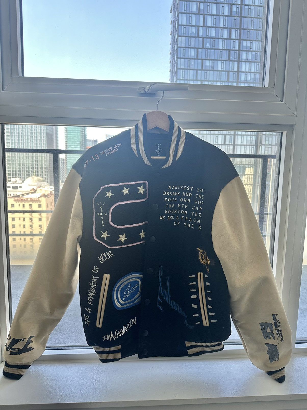 Travis Scott Fragment Varsity Jacket, Men's Fashion, Coats