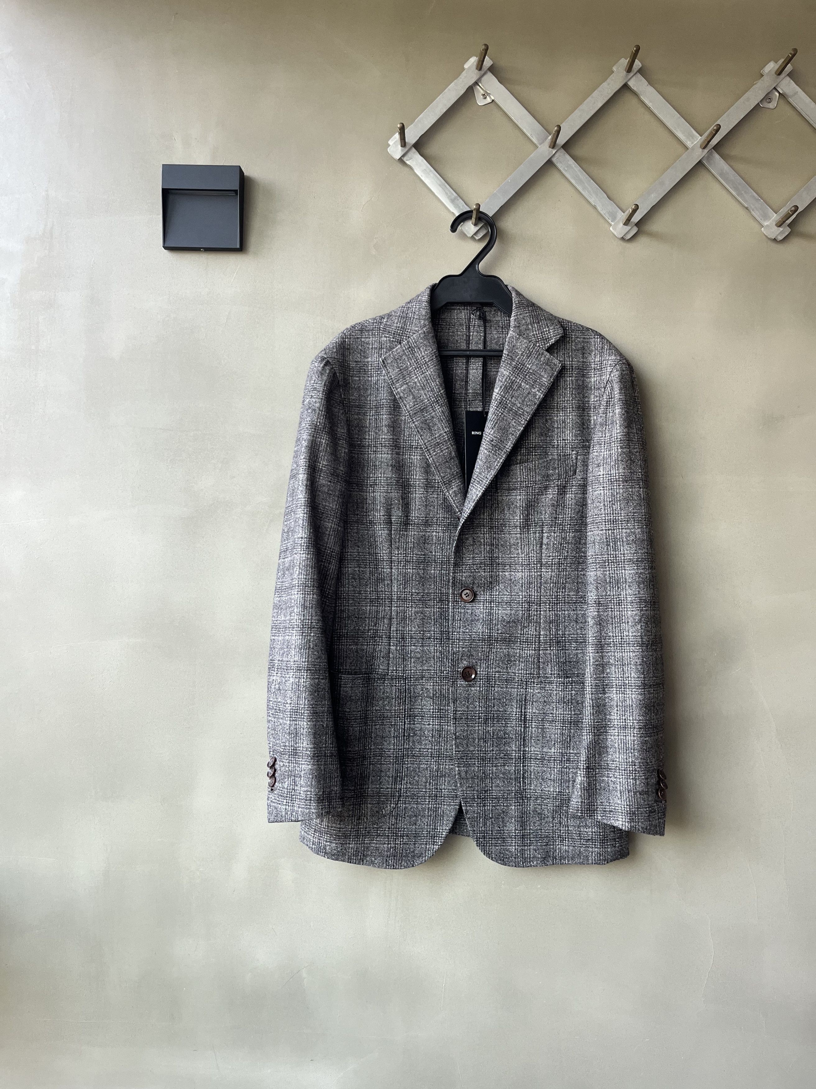 Ring Jacket Ring Jacket Mens Checker Wool Japan Made 3 buttons Jacket Size 42S - 1 Thumbnail