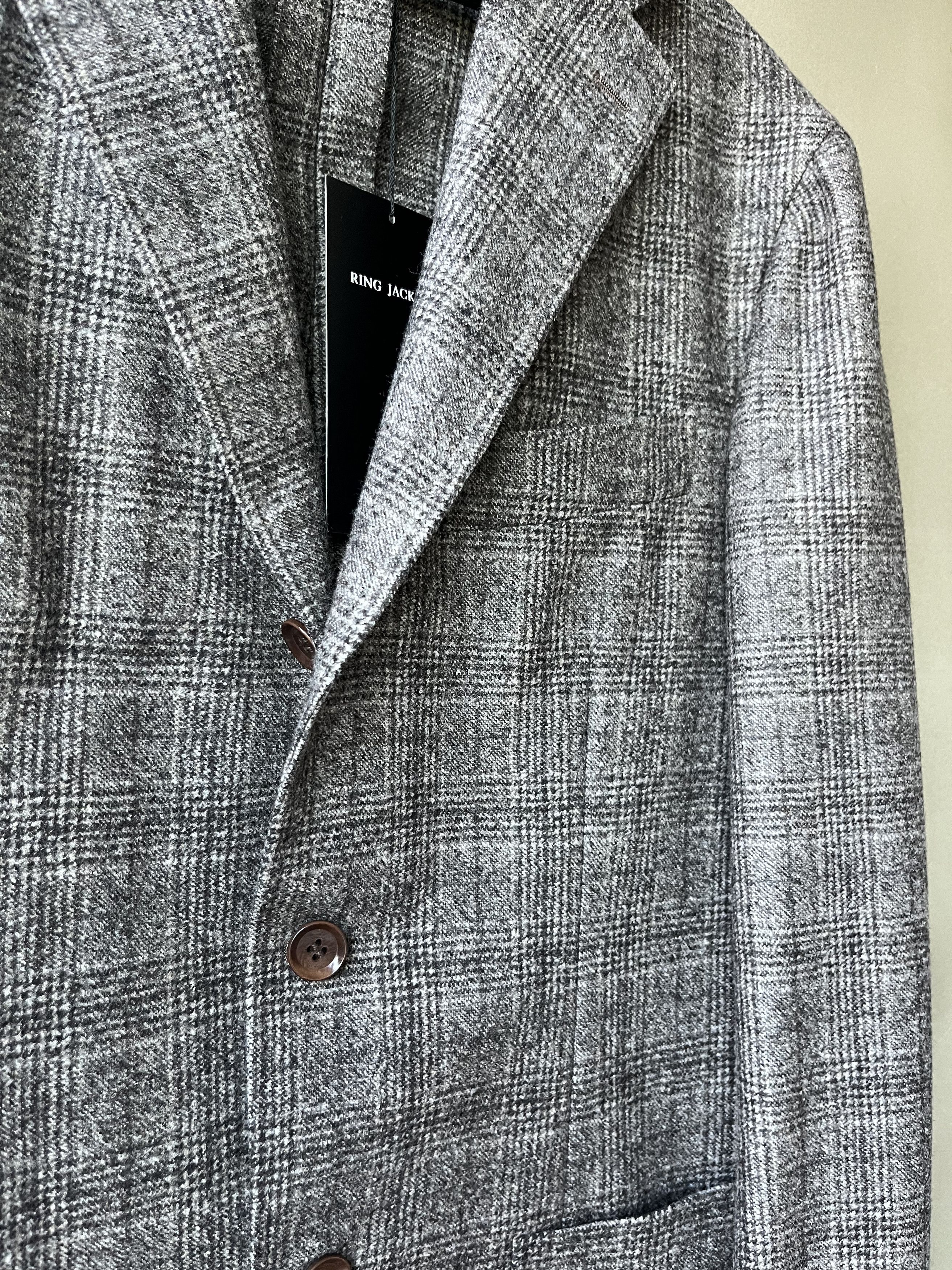 Ring Jacket Ring Jacket Mens Checker Wool Japan Made 3 buttons Jacket Size 42S - 4 Thumbnail