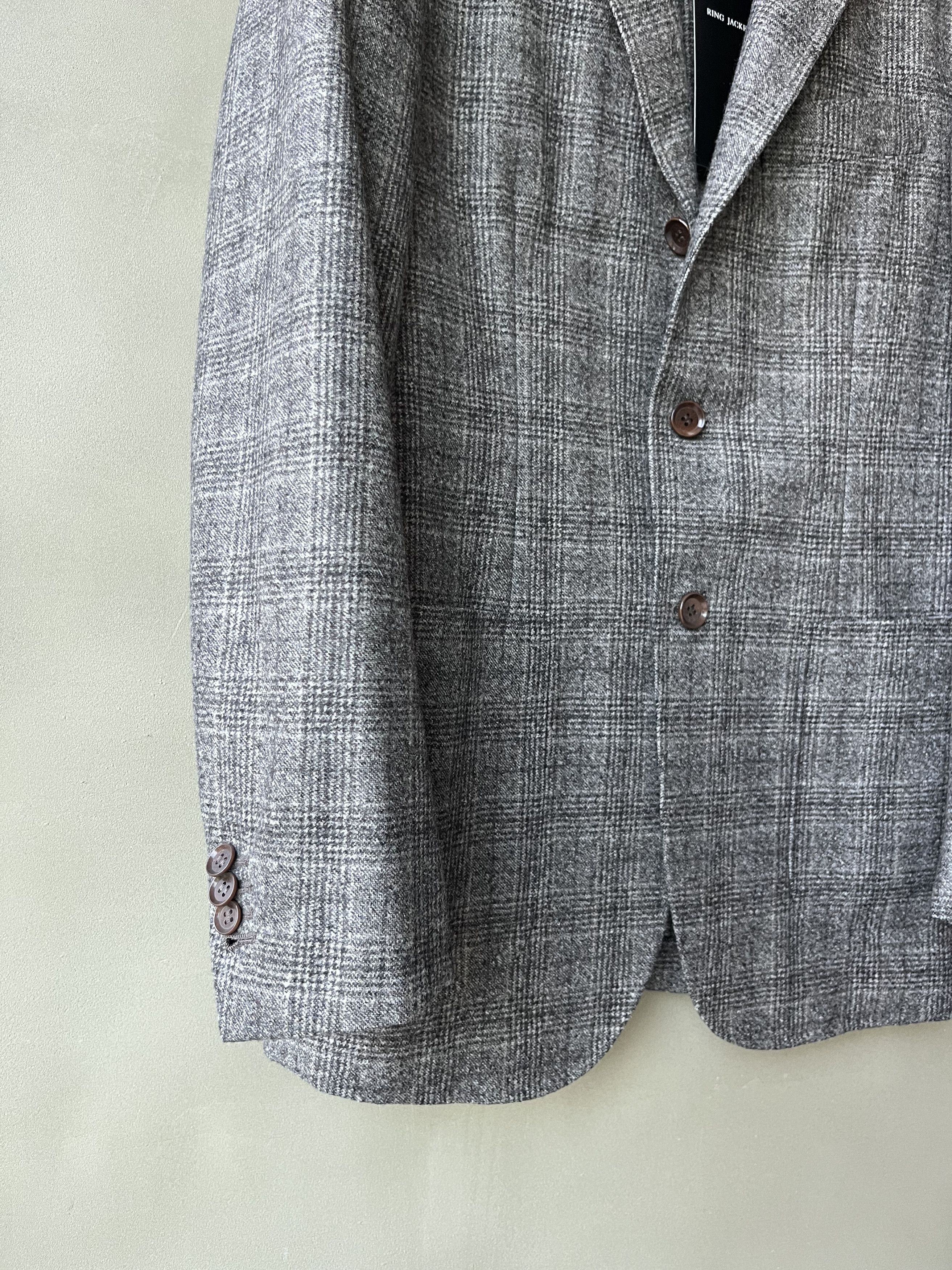 Ring Jacket Ring Jacket Mens Checker Wool Japan Made 3 buttons Jacket Size 42S - 3 Thumbnail