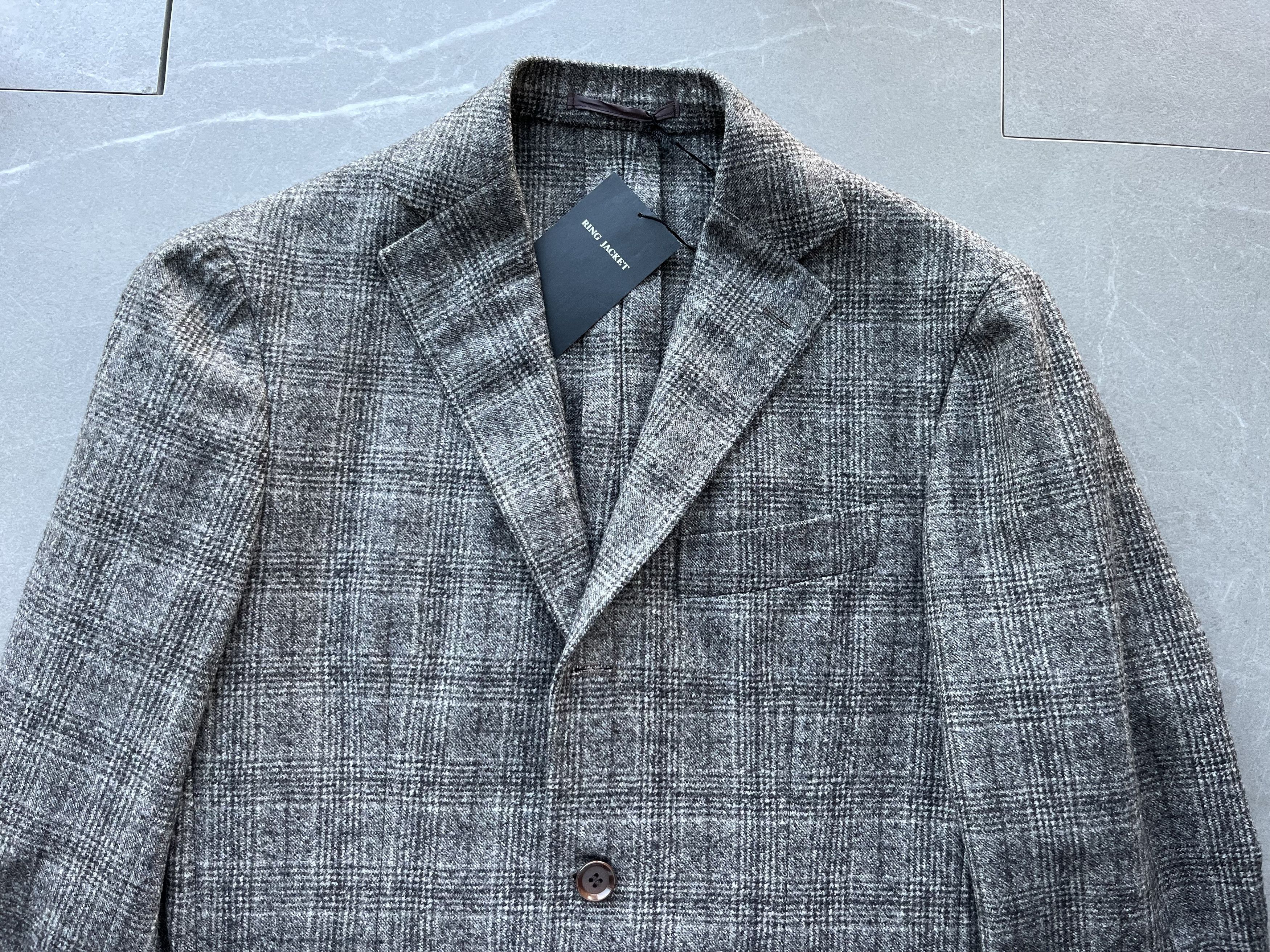 Ring Jacket Ring Jacket Mens Checker Wool Japan Made 3 buttons Jacket Size 42S - 7 Thumbnail