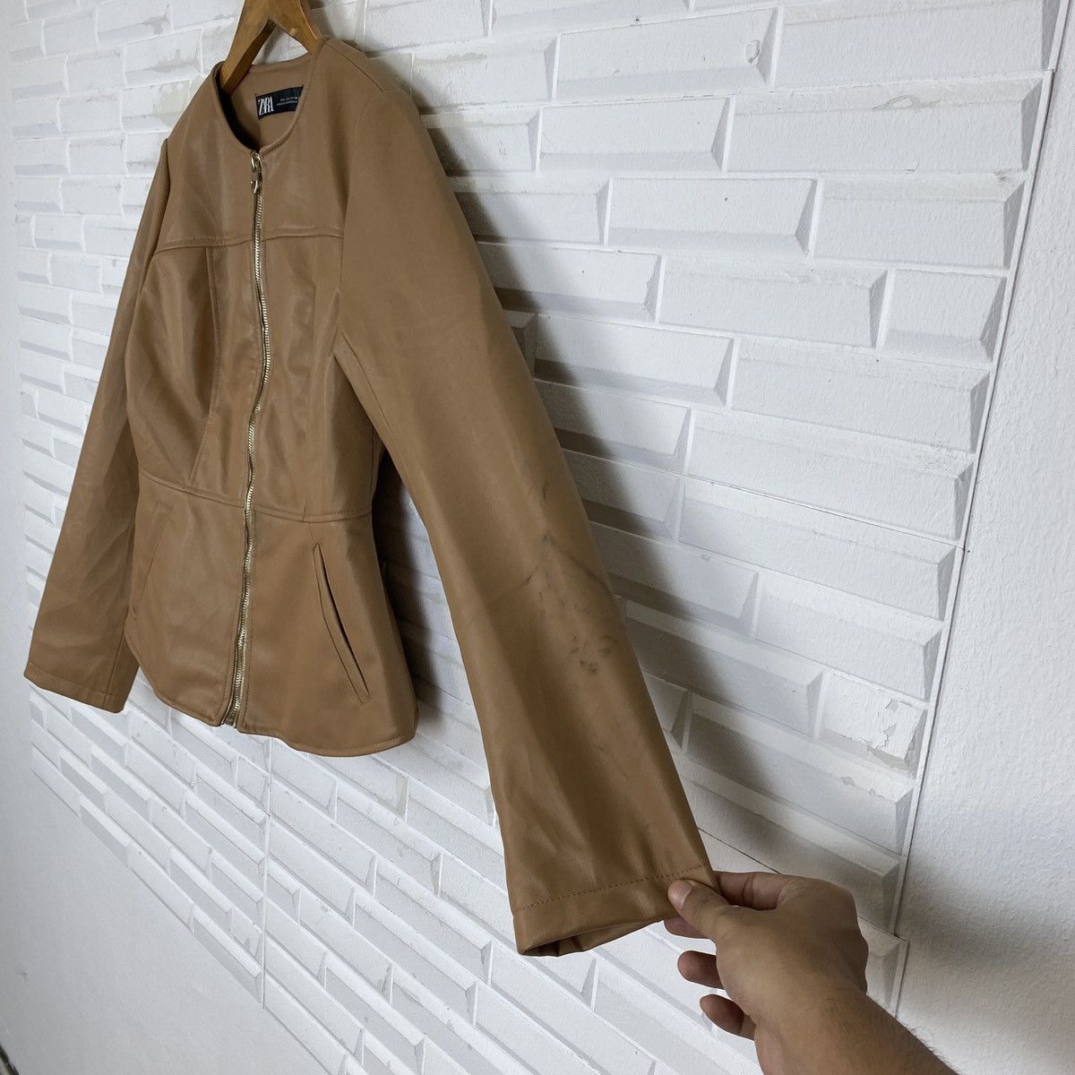 Zara Zara Leather Crewneck Jacket Size L / US 10 / IT 46 - 8 Thumbnail