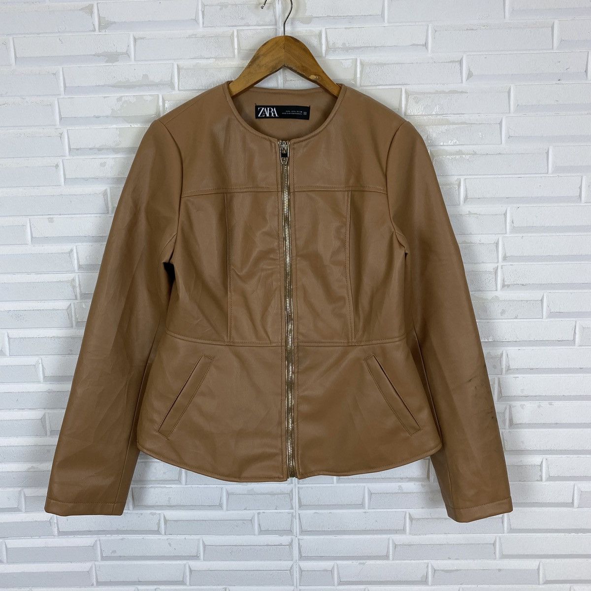 Zara Zara Leather Crewneck Jacket Size L / US 10 / IT 46 - 2 Thumbnail