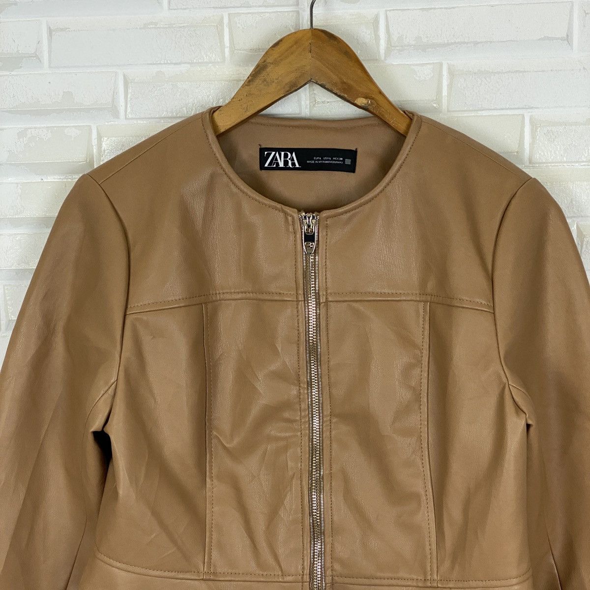 Zara Zara Leather Crewneck Jacket Size L / US 10 / IT 46 - 4 Thumbnail