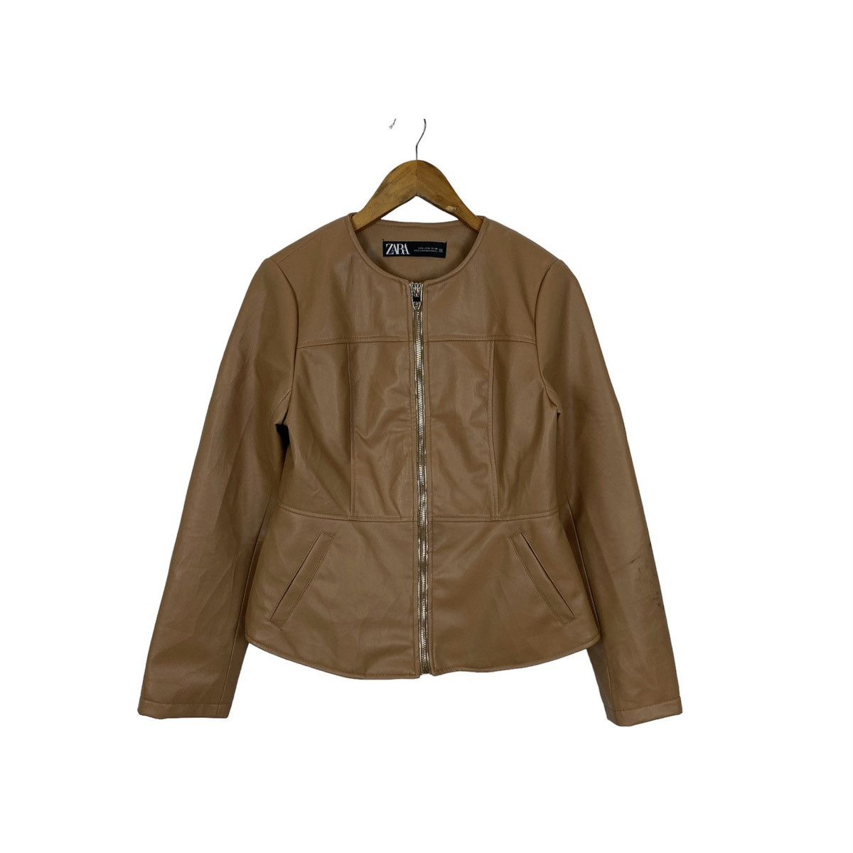 Zara Zara Leather Crewneck Jacket Size L / US 10 / IT 46 - 1 Thumbnail