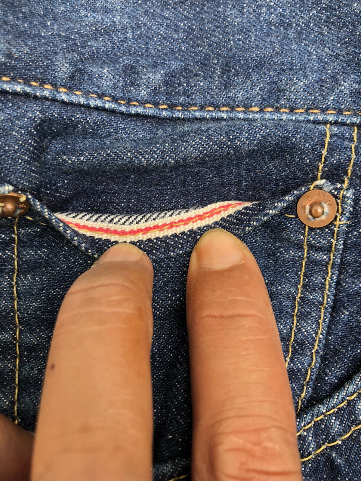 Edwin × Vintage Edwin orange Tab selvedge denim Size US 32 / EU 48 - 10 Thumbnail