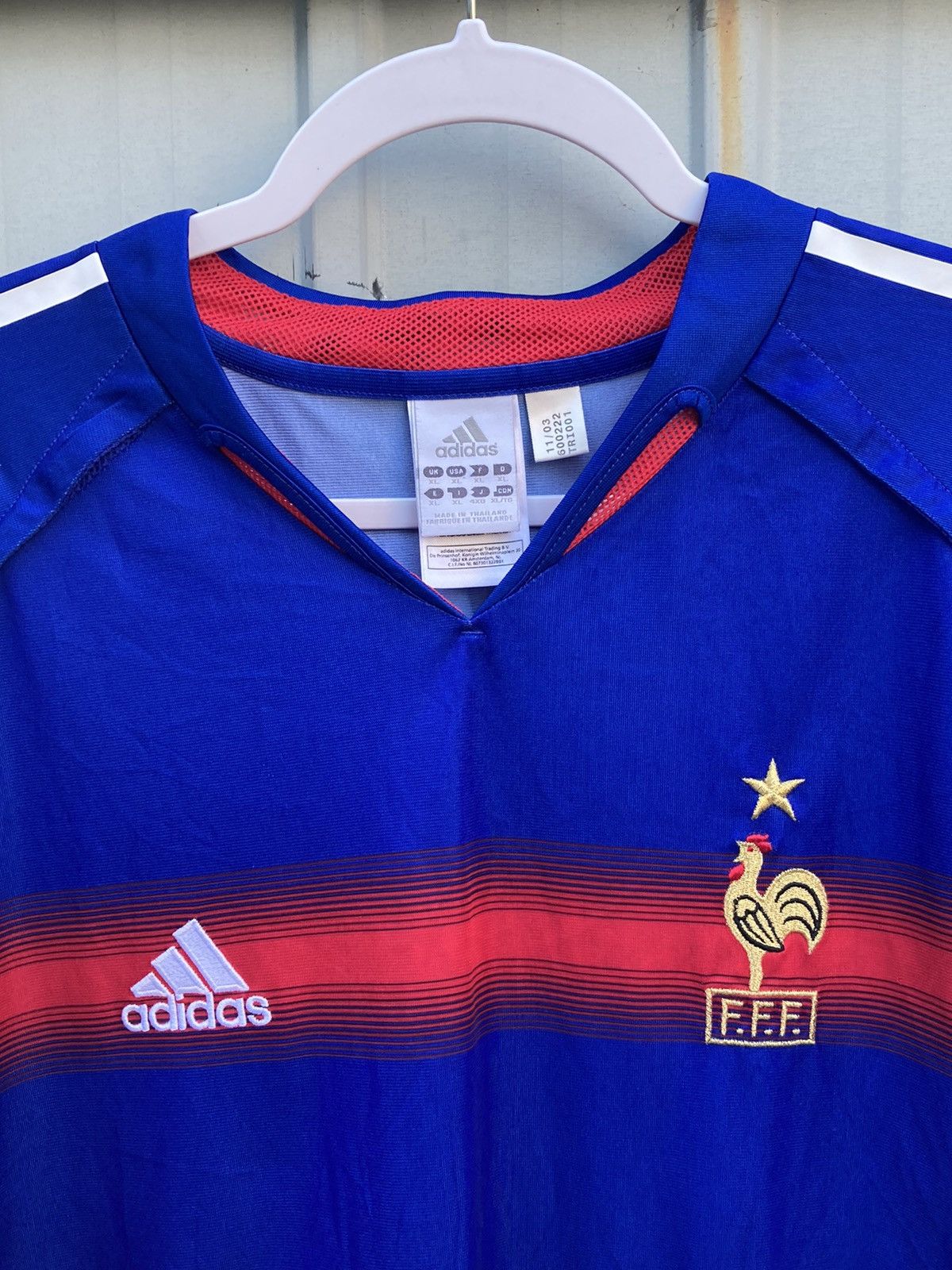 Adidas 2003 Vintage Adidas France Zidan home jersey Size US L / EU 52-54 / 3 - 4 Thumbnail