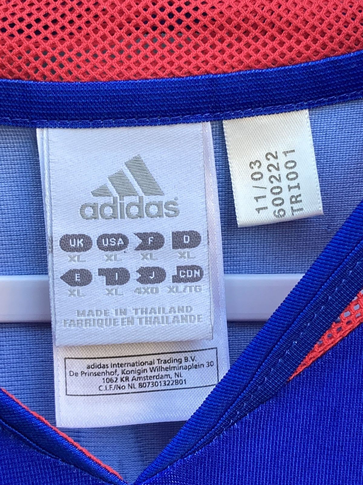Adidas 2003 Vintage Adidas France Zidan home jersey Size US L / EU 52-54 / 3 - 11 Thumbnail