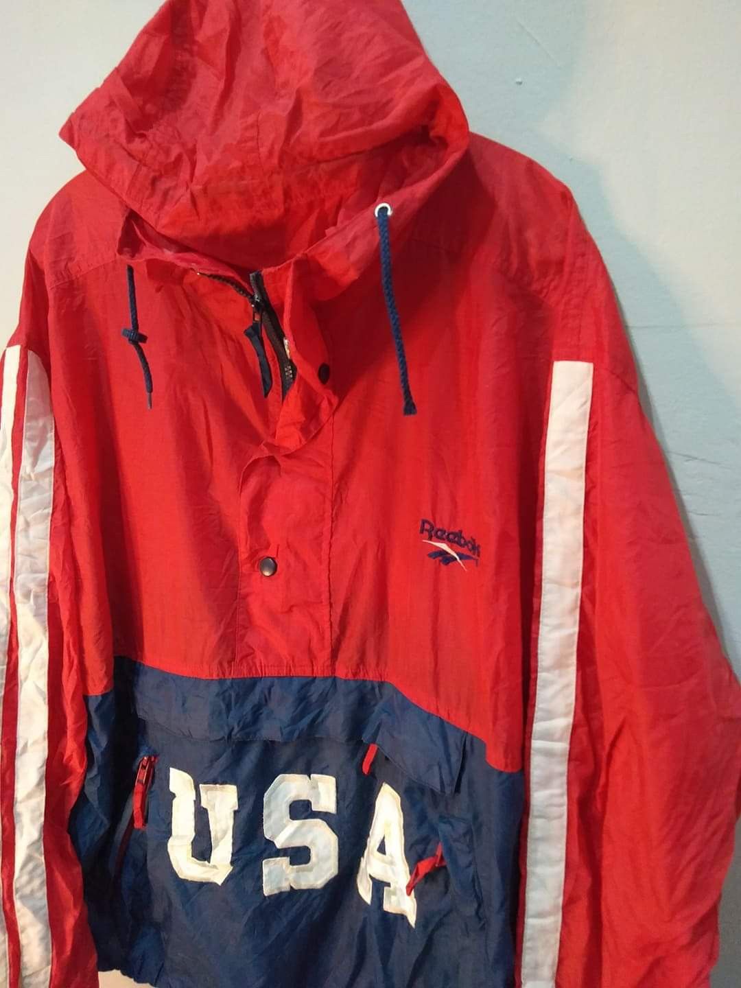 Reebok Vintage Reebok USA Big Logo Multicolour Windbreaker Size US XL / EU 56 / 4 - 2 Thumbnail