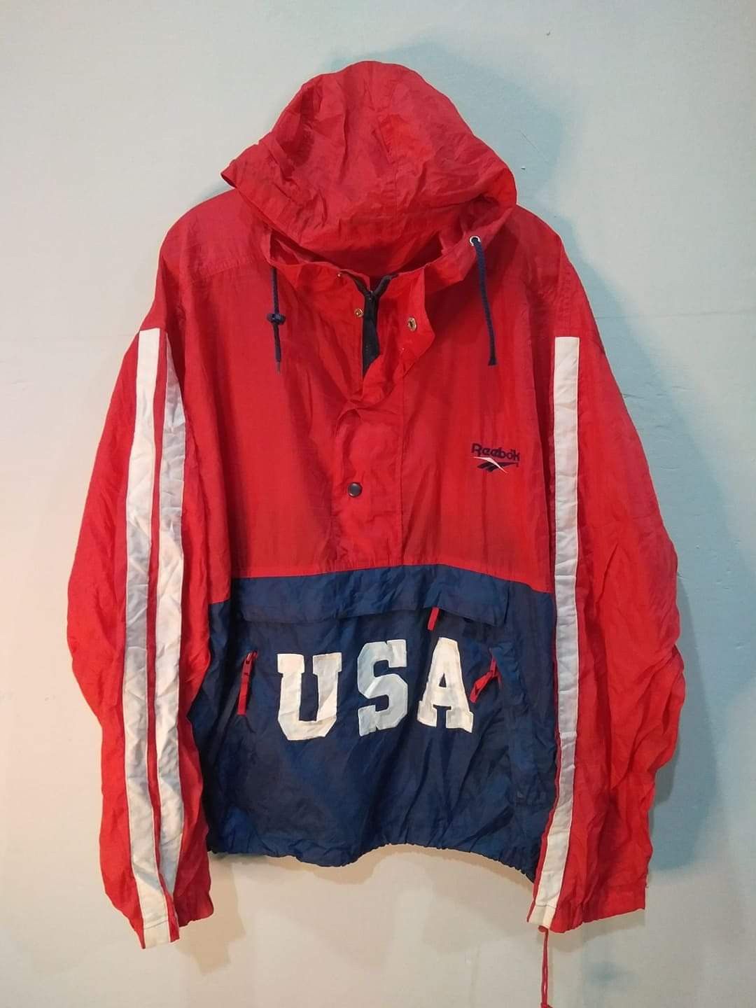 Reebok Vintage Reebok USA Big Logo Multicolour Windbreaker Size US XL / EU 56 / 4 - 1 Thumbnail