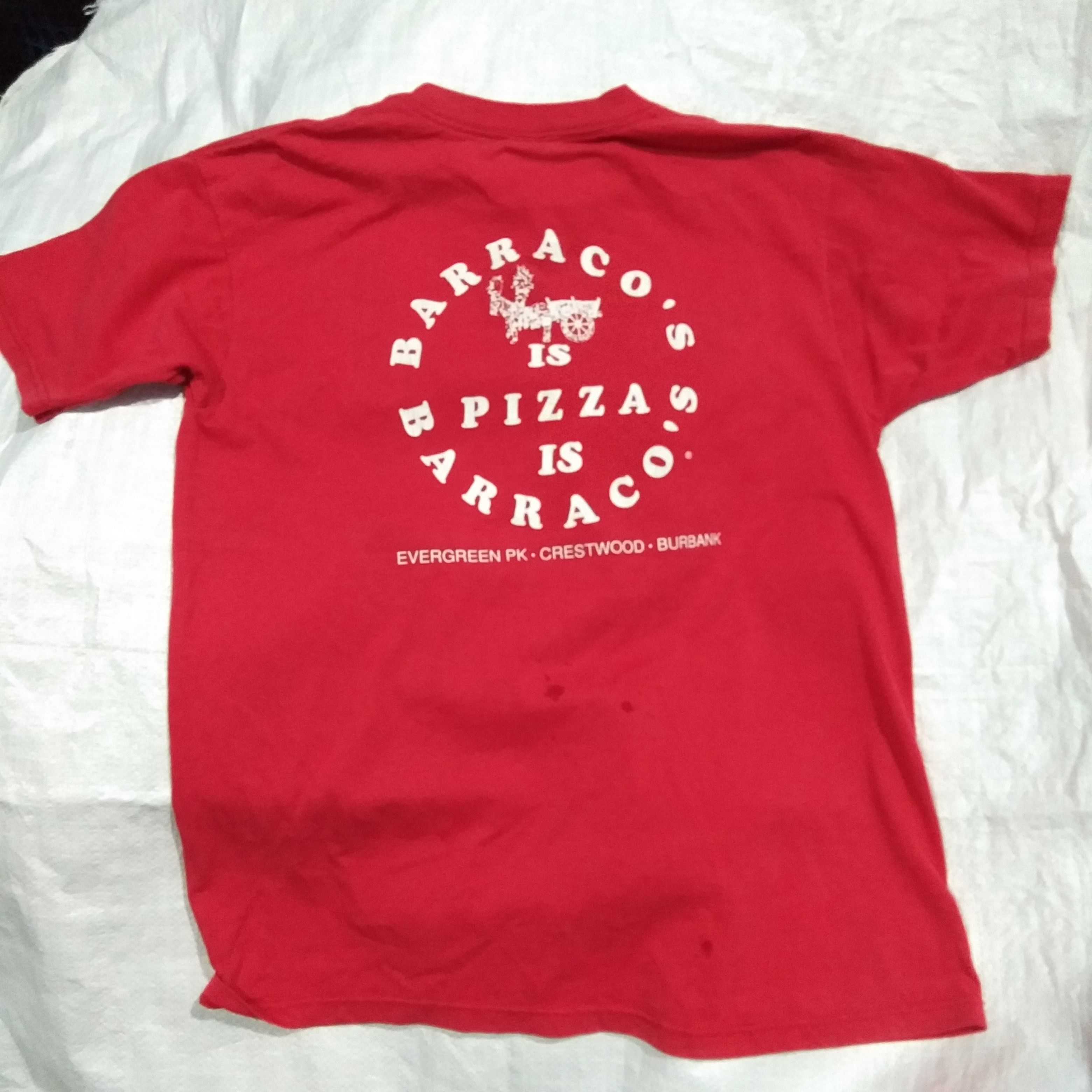Band Tees 🔥 90s BARRACO'S IS PIZZA CRESTWOOD BURBANK Size US L / EU 52-54 / 3 - 1 Thumbnail