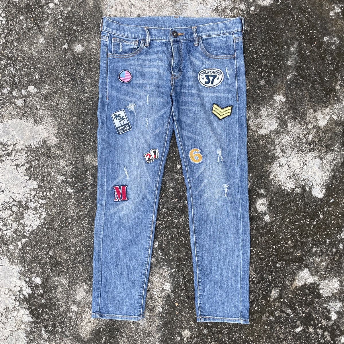 Japanese Brand Vintage Unbranded Rare Design Distressed Denim Jeans Size 32" / US 10 / IT 46 - 1 Thumbnail