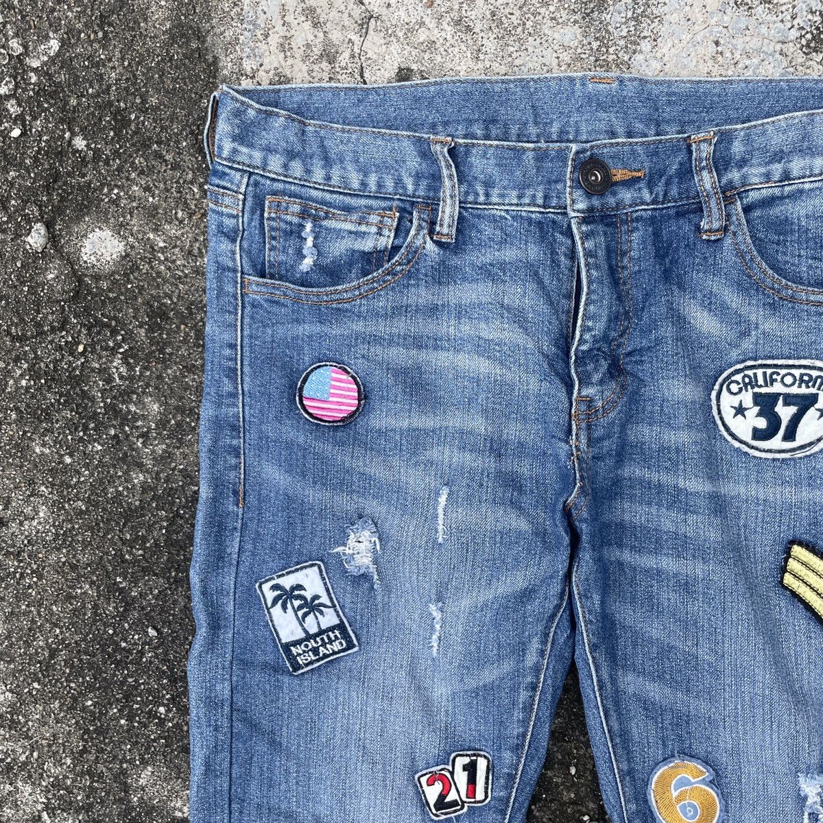 Japanese Brand Vintage Unbranded Rare Design Distressed Denim Jeans Size 32" / US 10 / IT 46 - 3 Thumbnail