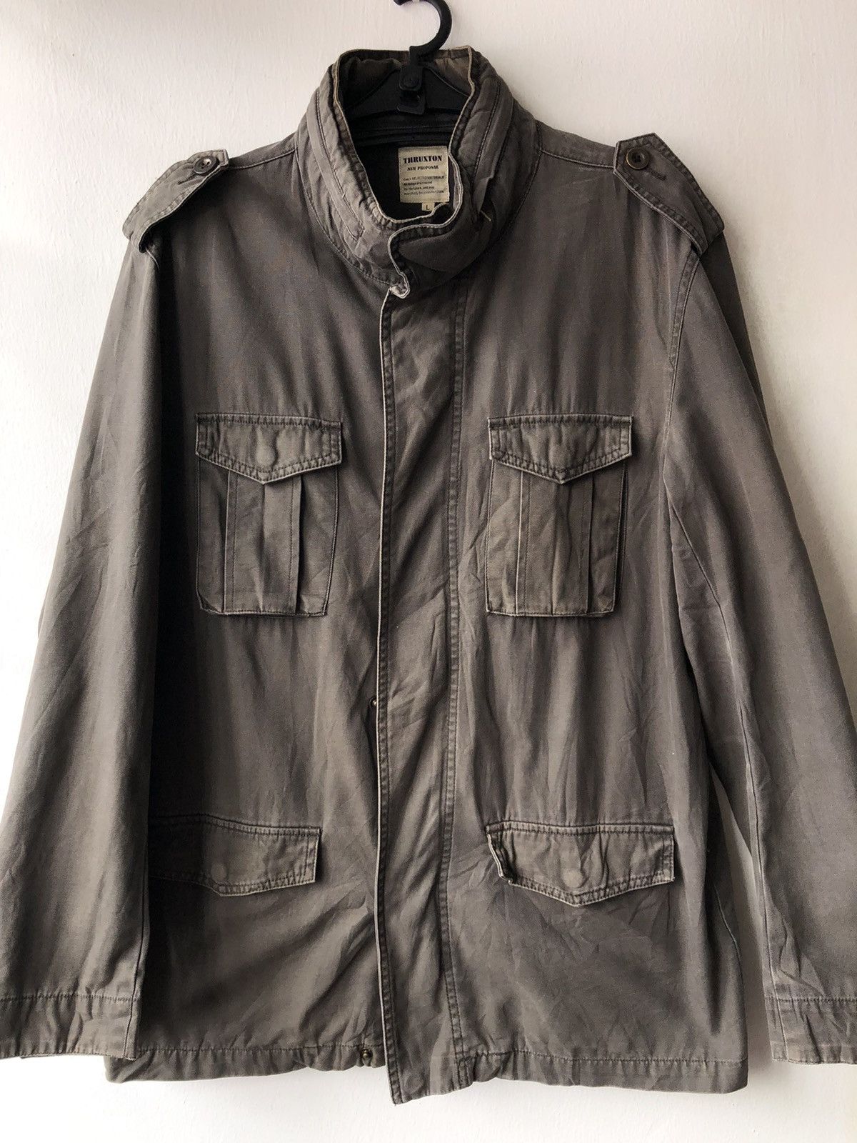 Thruxton Military Style Jacket With Hidden Hoodie