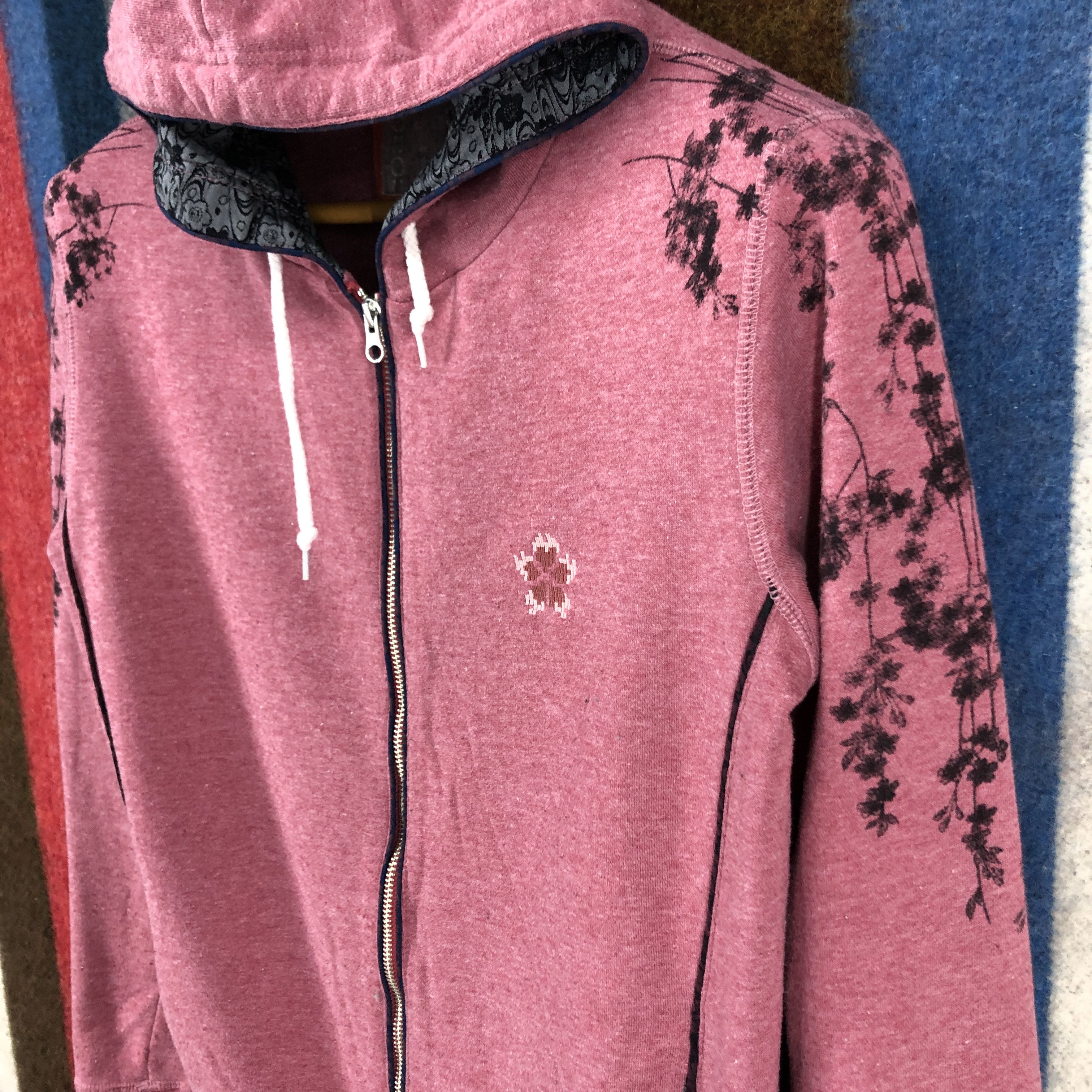 Japanese Brand Nice Design Zipper Hoodie Sakura Print #2691-97 Size US S / EU 44-46 / 1 - 4 Thumbnail