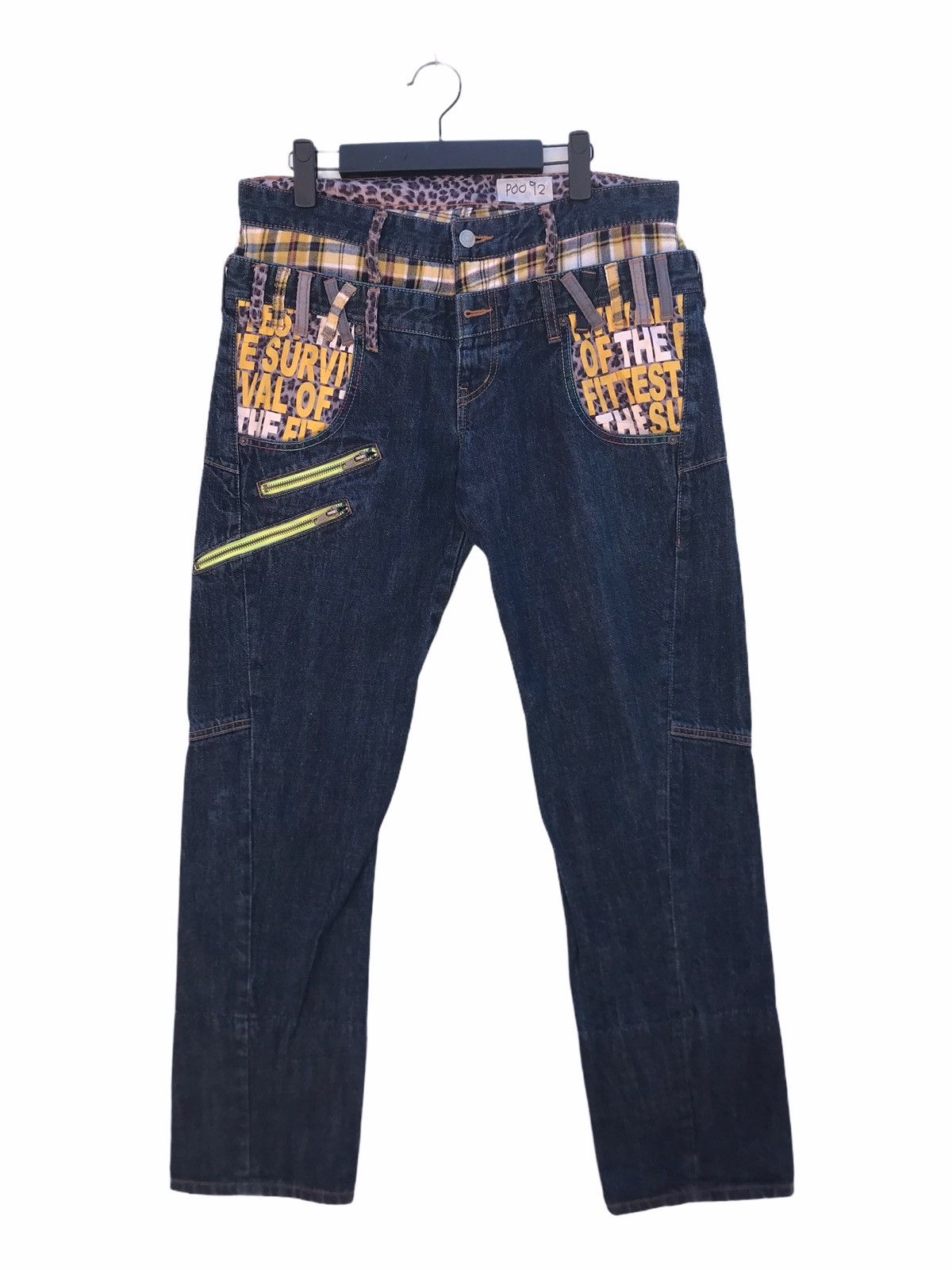 Japanese Brand Vintage Japanese Unbrand Double Waist Punk Style Jeans Size US 33 - 2 Thumbnail