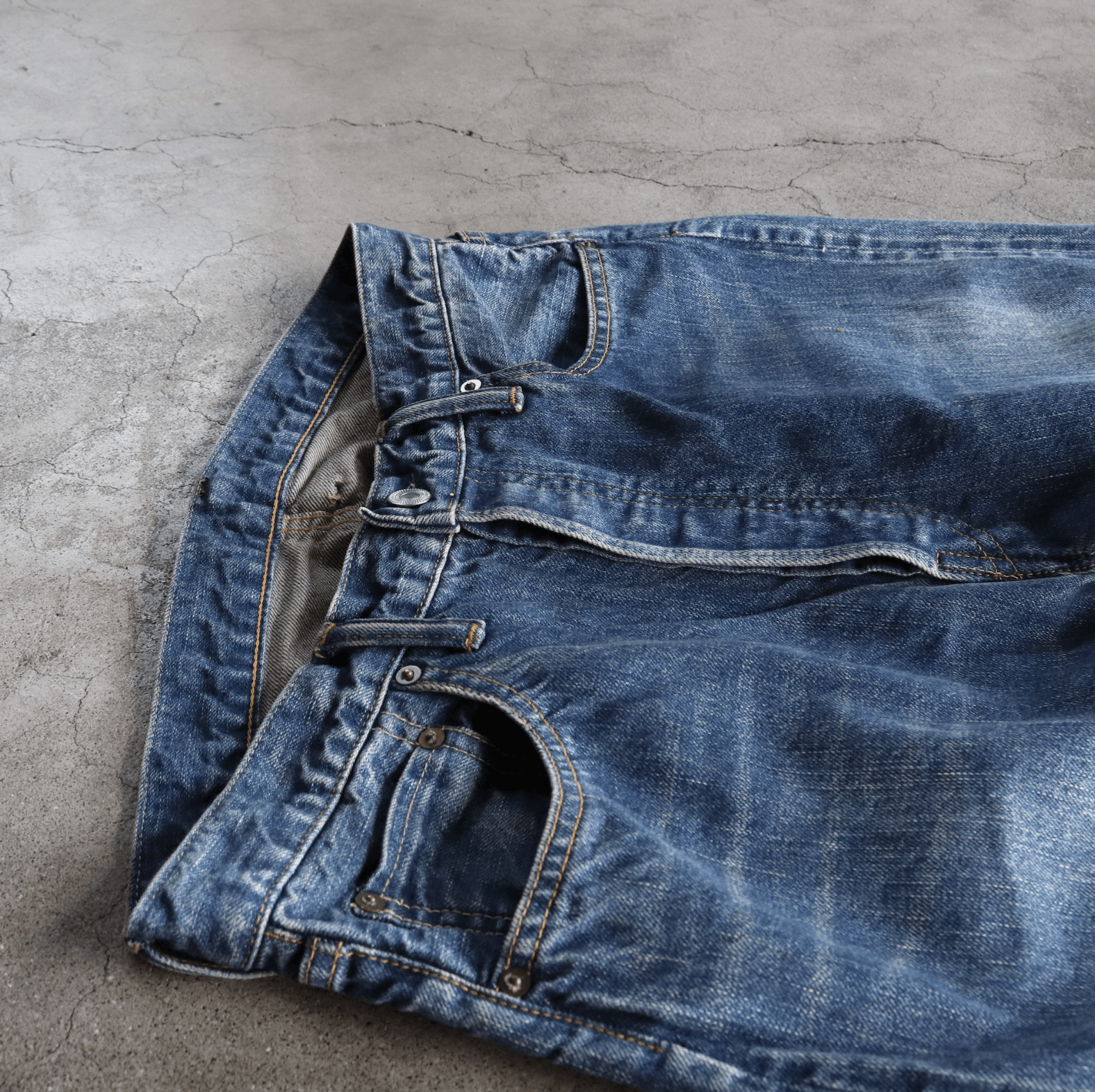 A.PRESSE Wide Washed Denim Pants | Grailed