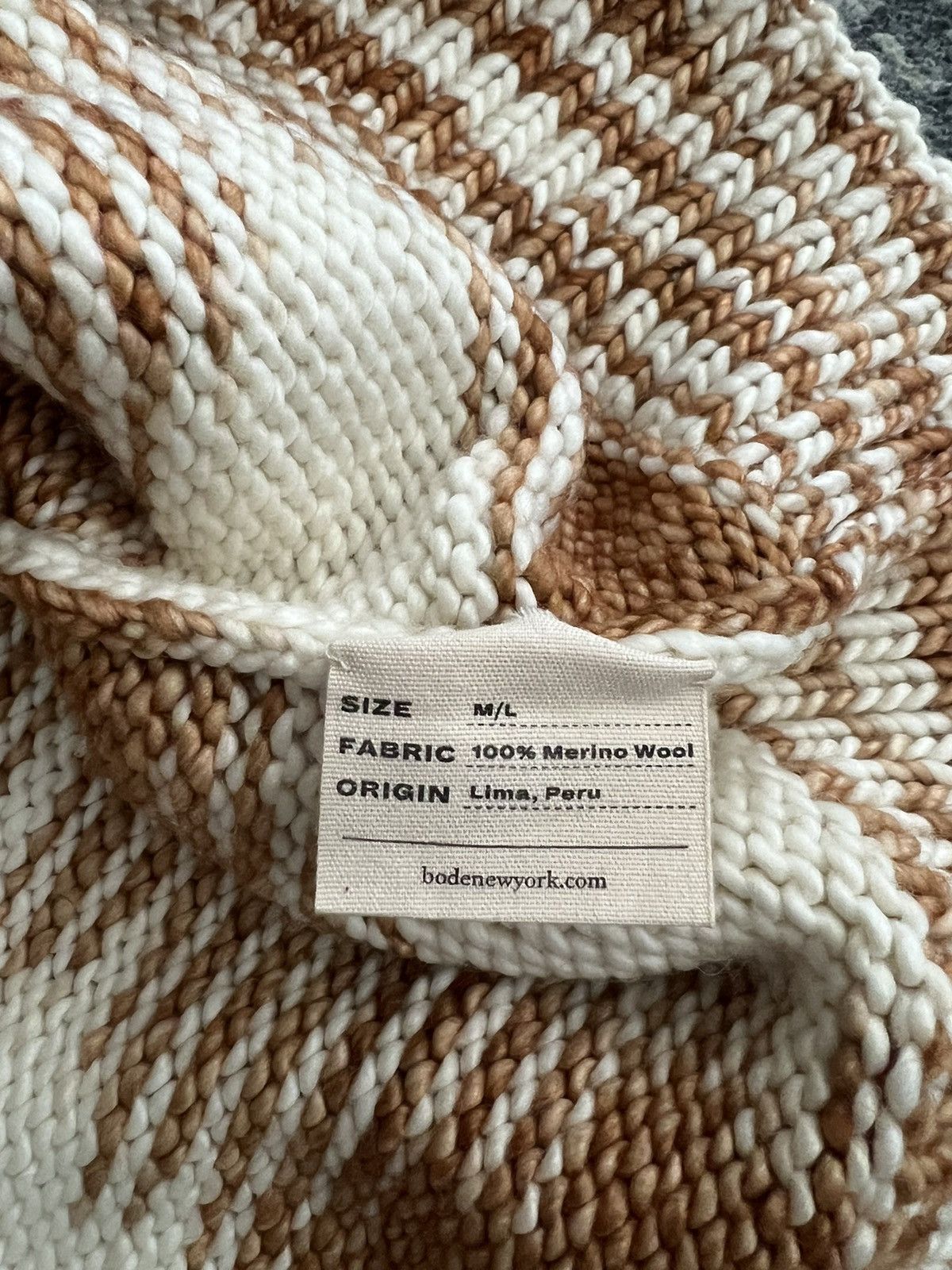 Bode FW21 Tan & Off-White Mystic Hand-Knit V-Neck Sweatshirt Size US M / EU 48-50 / 2 - 9 Thumbnail