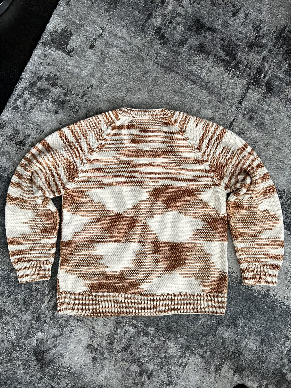 Bode FW21 Tan & Off-White Mystic Hand-Knit V-Neck Sweatshirt Size US M / EU 48-50 / 2 - 4 Thumbnail