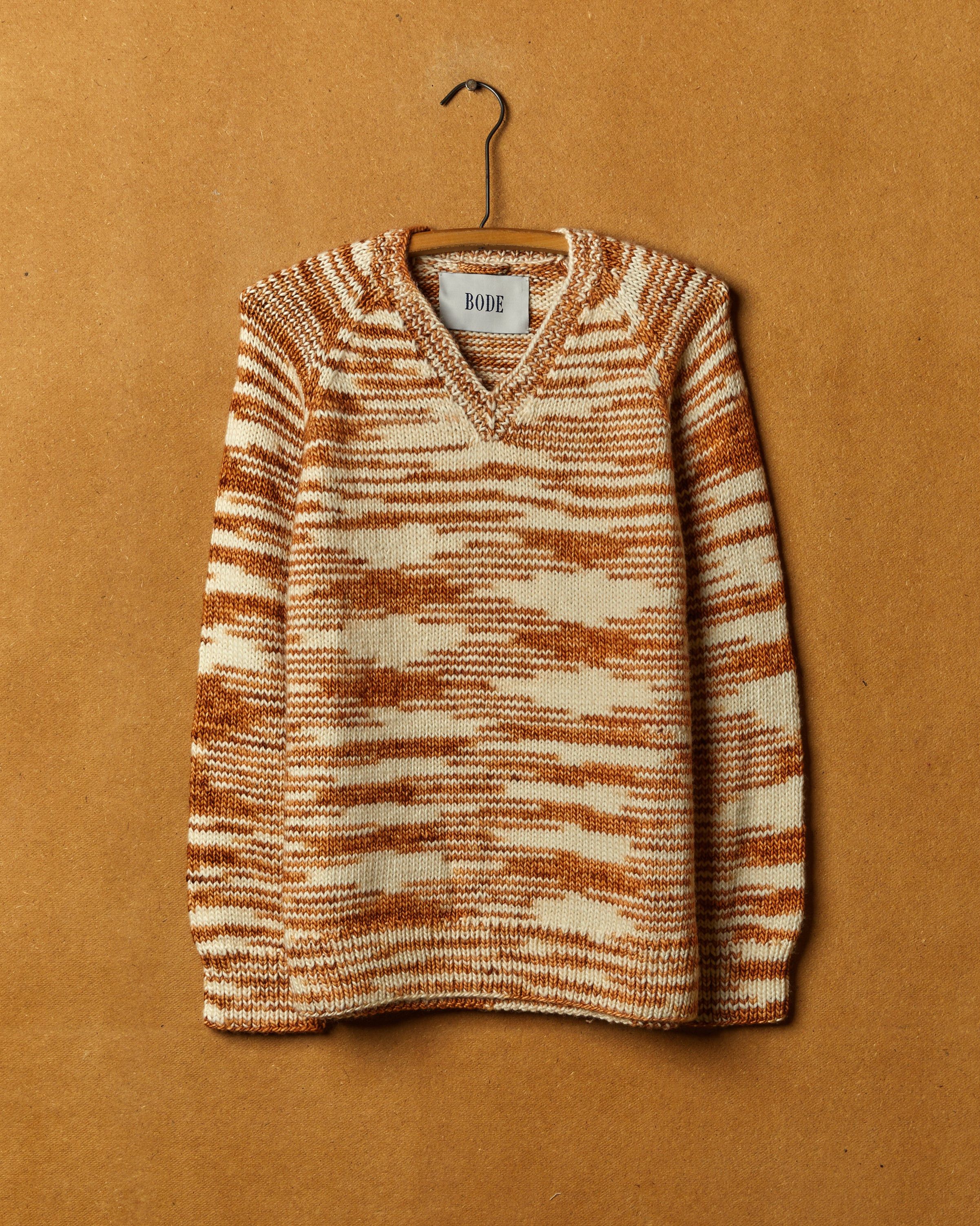 Bode FW21 Tan & Off-White Mystic Hand-Knit V-Neck Sweatshirt Size US M / EU 48-50 / 2 - 1 Thumbnail