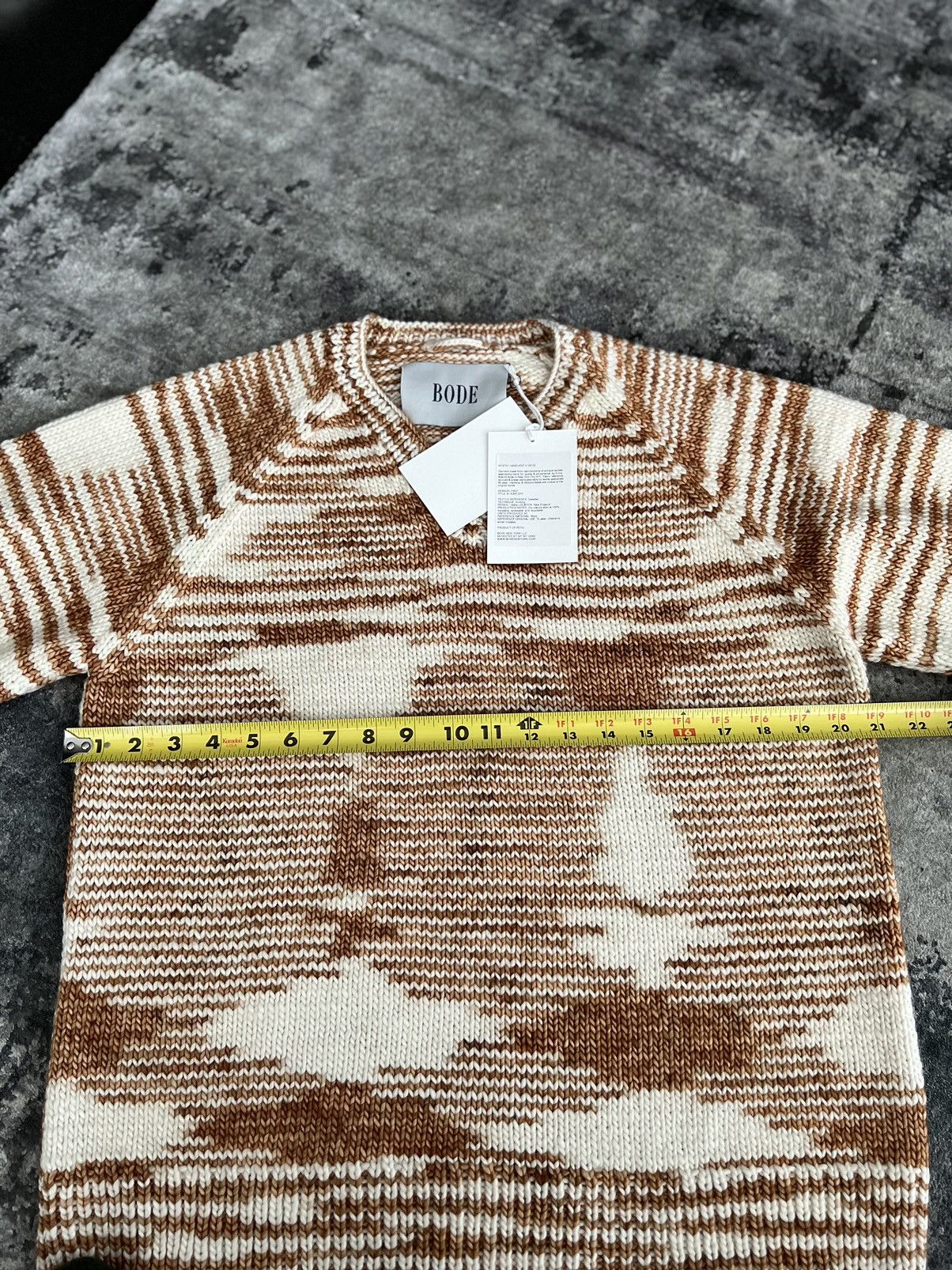 Bode FW21 Tan & Off-White Mystic Hand-Knit V-Neck Sweatshirt Size US M / EU 48-50 / 2 - 10 Thumbnail