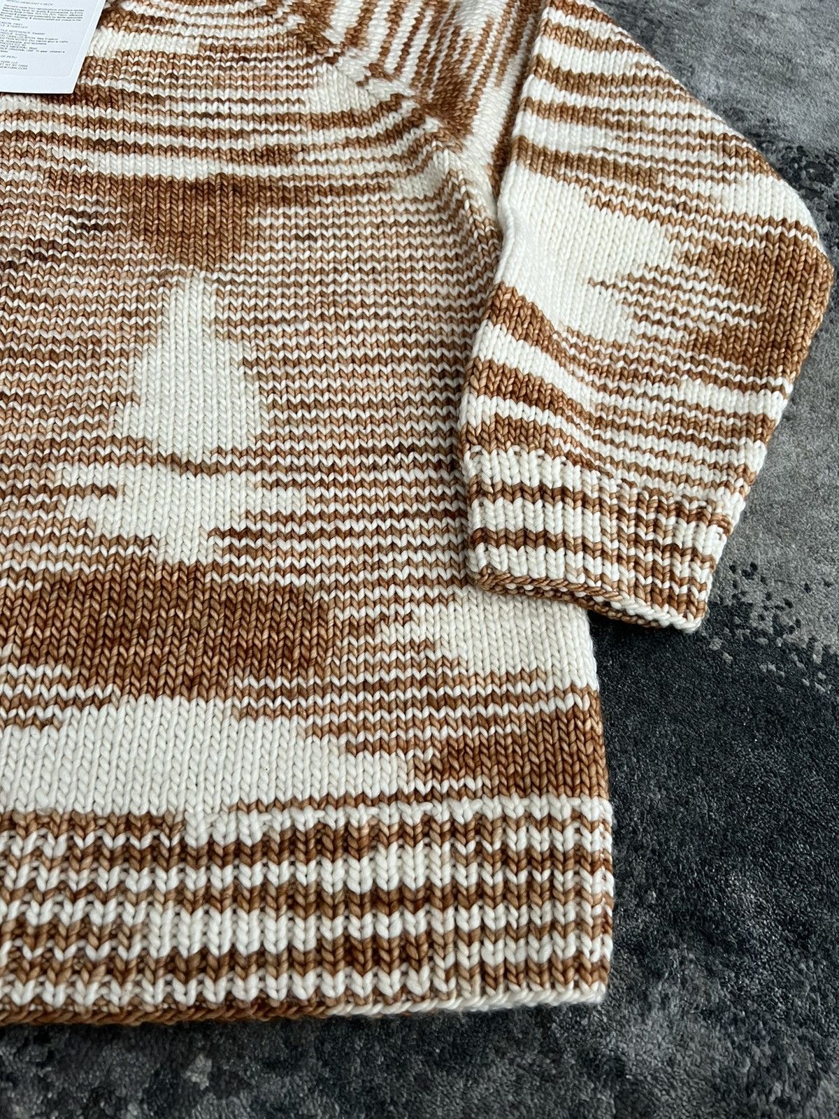 Bode FW21 Tan & Off-White Mystic Hand-Knit V-Neck Sweatshirt Size US M / EU 48-50 / 2 - 5 Thumbnail