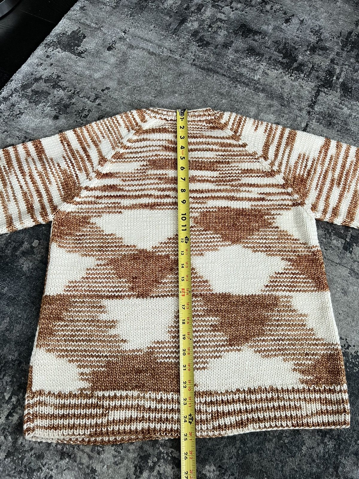 Bode FW21 Tan & Off-White Mystic Hand-Knit V-Neck Sweatshirt Size US M / EU 48-50 / 2 - 11 Thumbnail