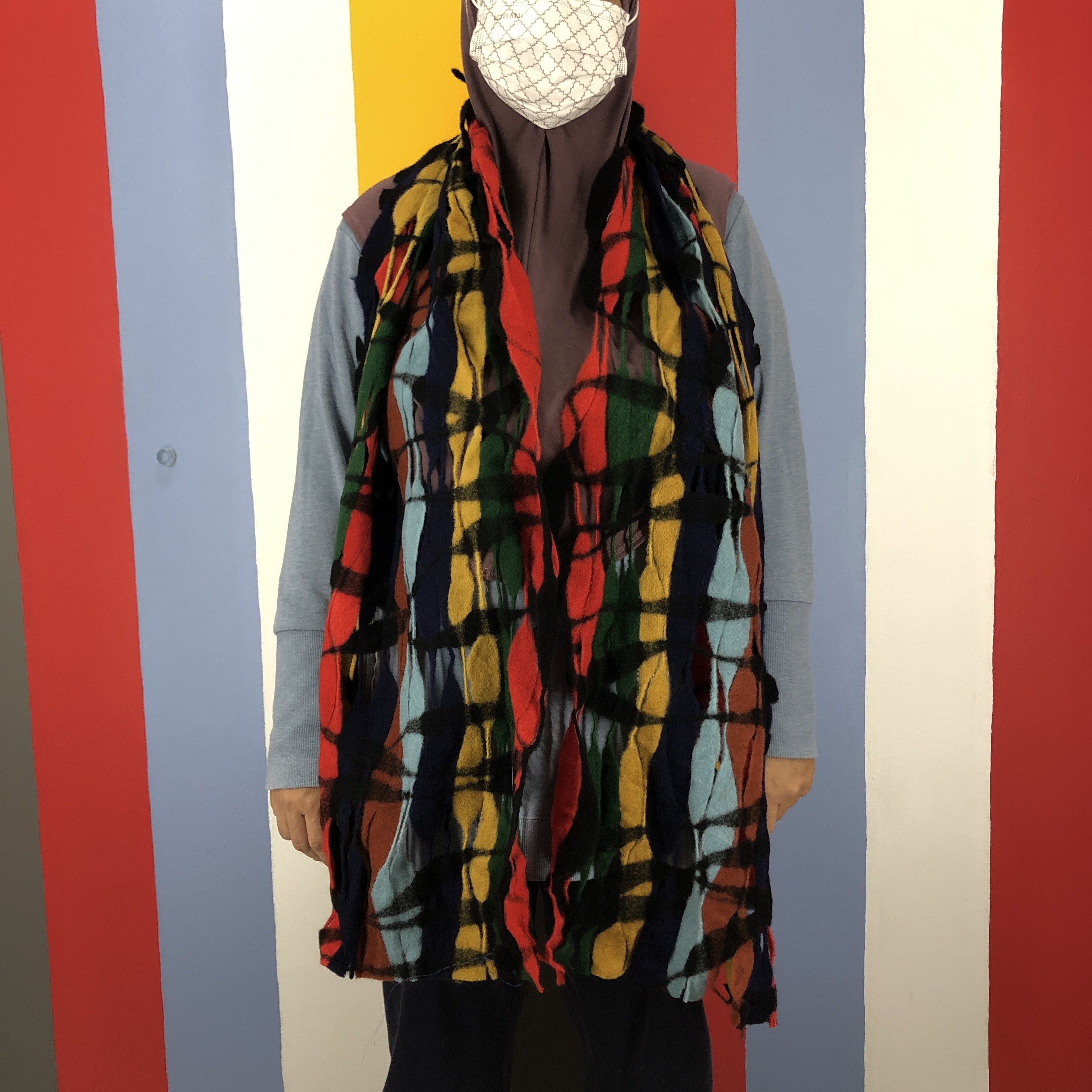 Japanese Brand X5 Rare Hole Design Muffler Scarf #0873/AG Size ONE SIZE - 2 Thumbnail