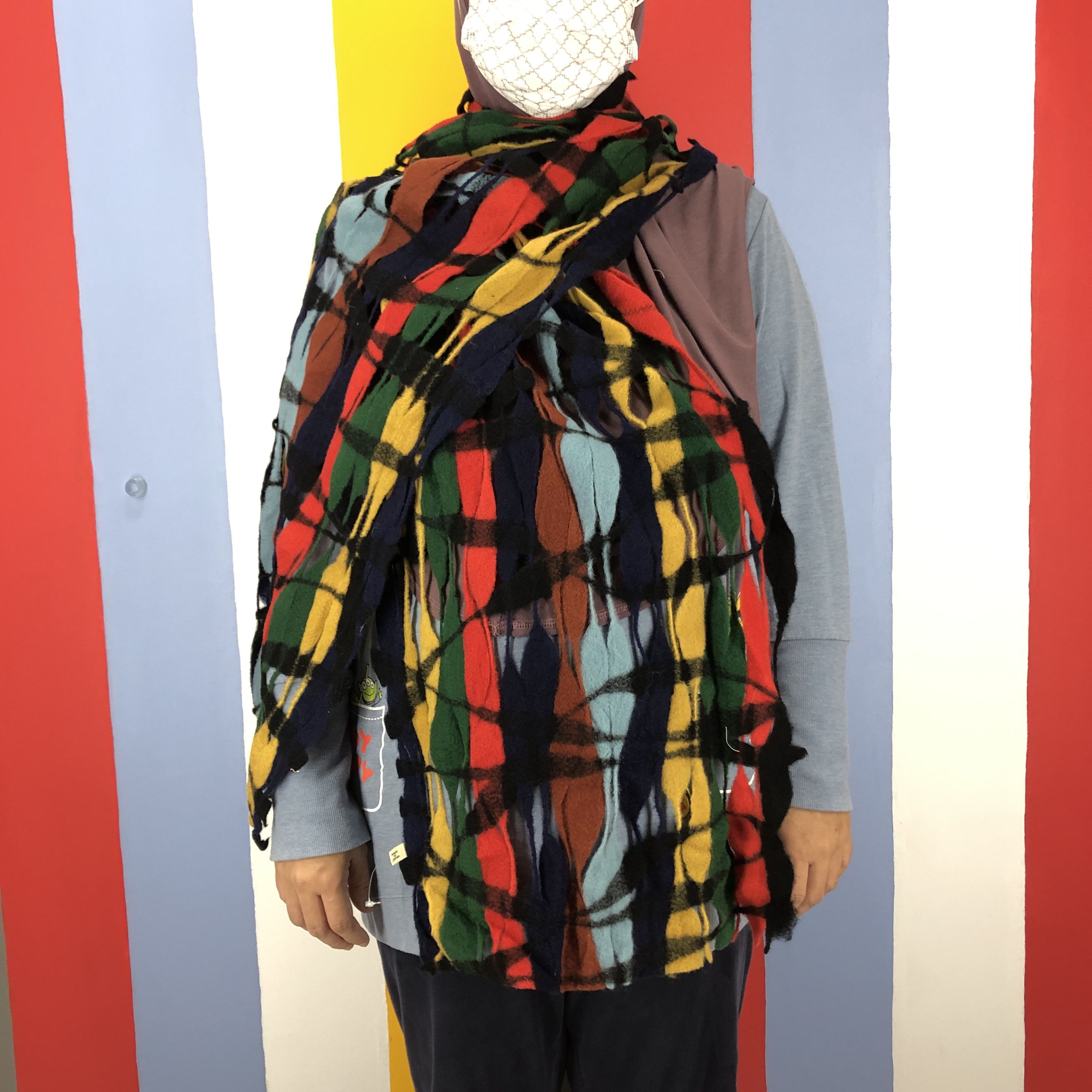 Japanese Brand X5 Rare Hole Design Muffler Scarf #0873/AG Size ONE SIZE - 1 Thumbnail