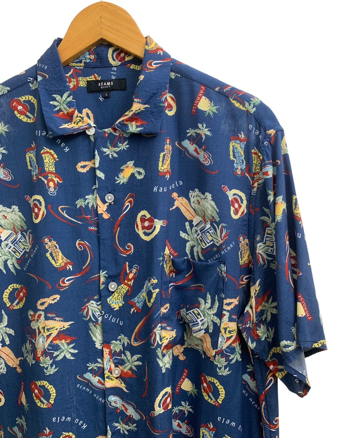 Beams Plus RARE ‼️ Vintage Rayon Beams Hearts Button Up Hawaiian Shirts Size US L / EU 52-54 / 3 - 2 Thumbnail