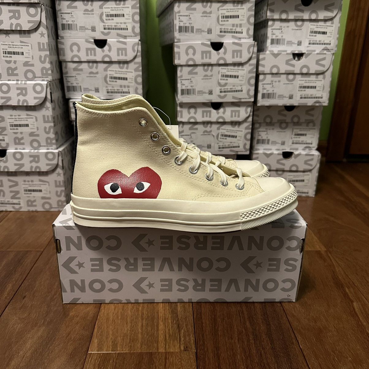 Comme des Garcons CDG Converse Comme des Garcons Chuck Taylor High White Cream Size US 8 / EU 41 - 3 Thumbnail