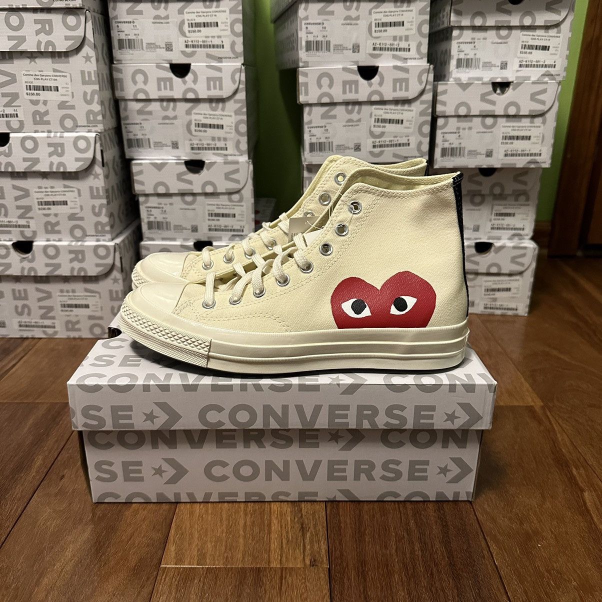 CDG Converse Comme des Garcons Chuck Taylor High White Cream