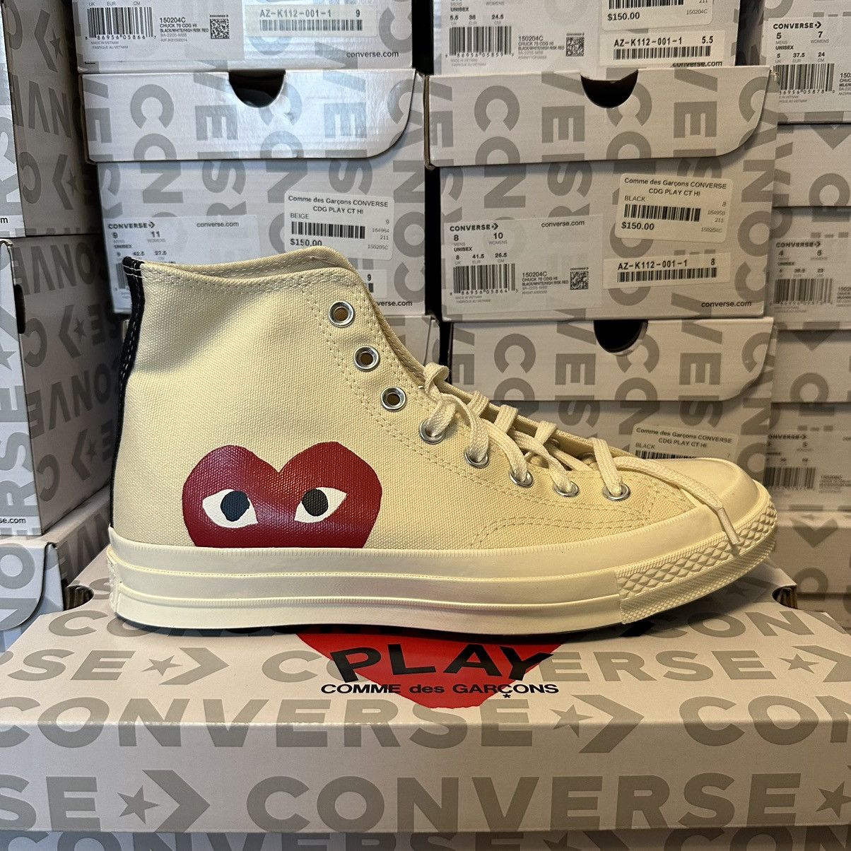 Comme des Garcons CDG Converse Comme des Garcons Chuck Taylor High White Cream Size US 8 / EU 41 - 1 Thumbnail