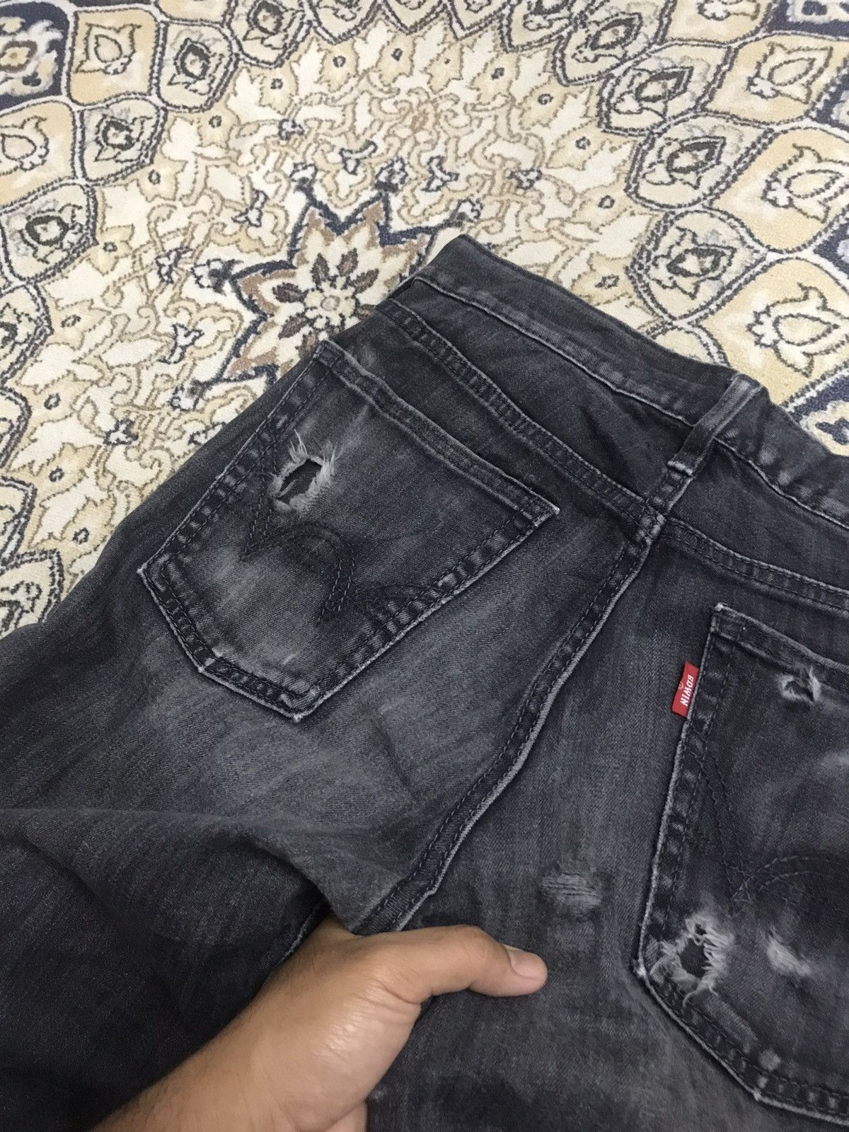 Edwin Vintage Edwin Distressed Stretchable Jeans Black Smoke Size US 33 - 13 Thumbnail
