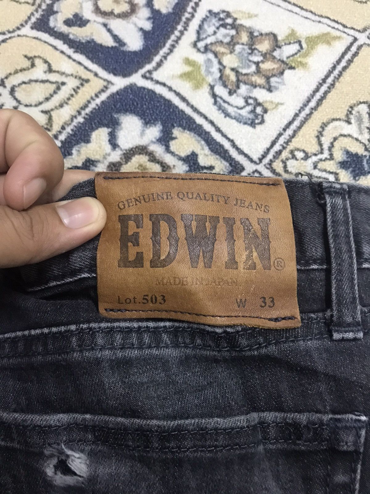 Edwin Vintage Edwin Distressed Stretchable Jeans Black Smoke Size US 33 - 10 Thumbnail