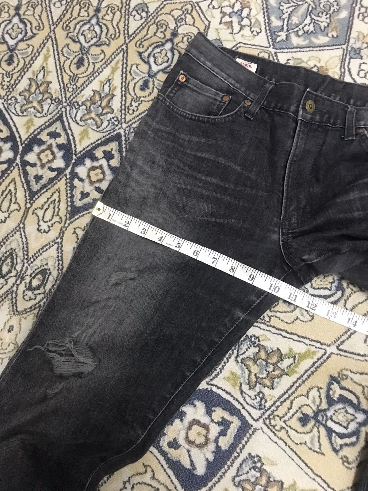 Edwin Vintage Edwin Distressed Stretchable Jeans Black Smoke Size US 33 - 21 Thumbnail