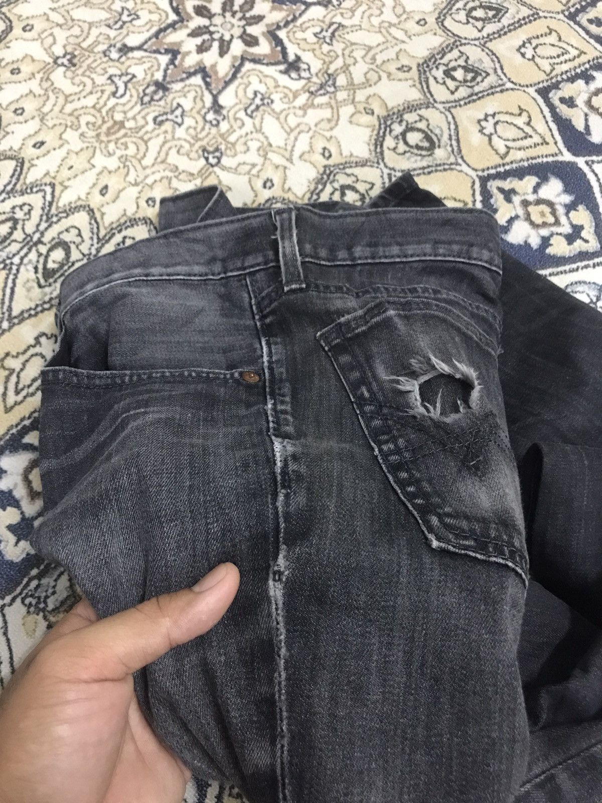 Edwin Vintage Edwin Distressed Stretchable Jeans Black Smoke Size US 33 - 17 Thumbnail