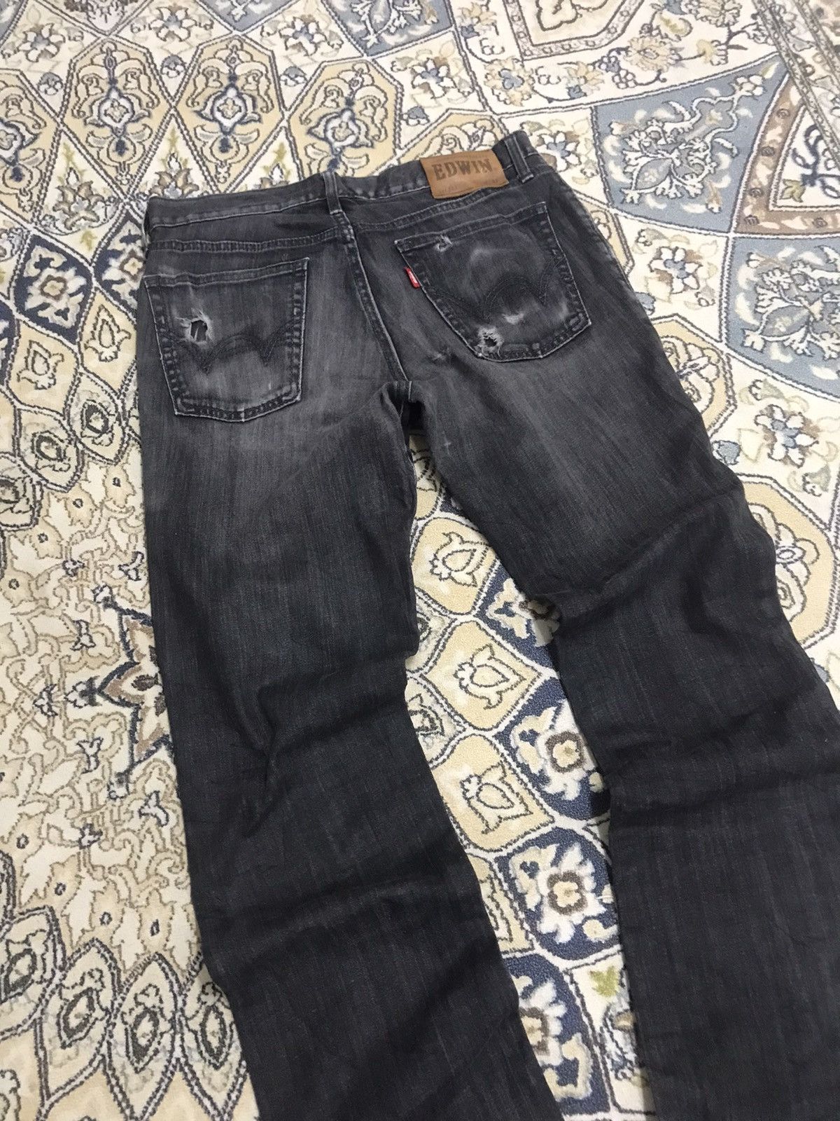 Edwin Vintage Edwin Distressed Stretchable Jeans Black Smoke Size US 33 - 14 Thumbnail