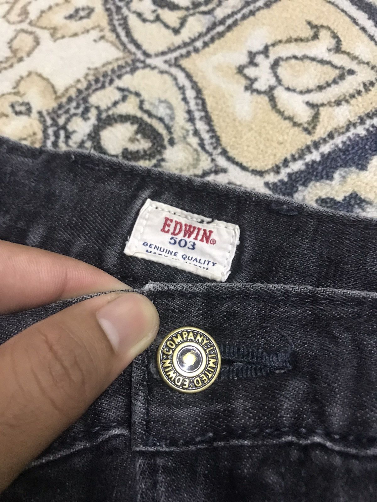 Edwin Vintage Edwin Distressed Stretchable Jeans Black Smoke Size US 33 - 9 Thumbnail
