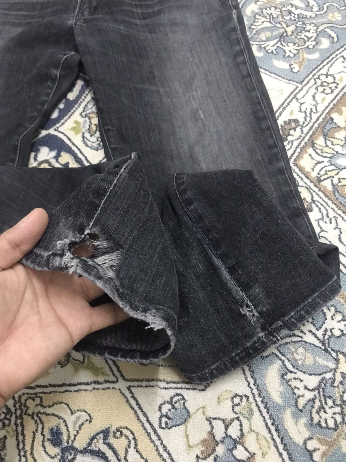 Edwin Vintage Edwin Distressed Stretchable Jeans Black Smoke Size US 33 - 7 Thumbnail