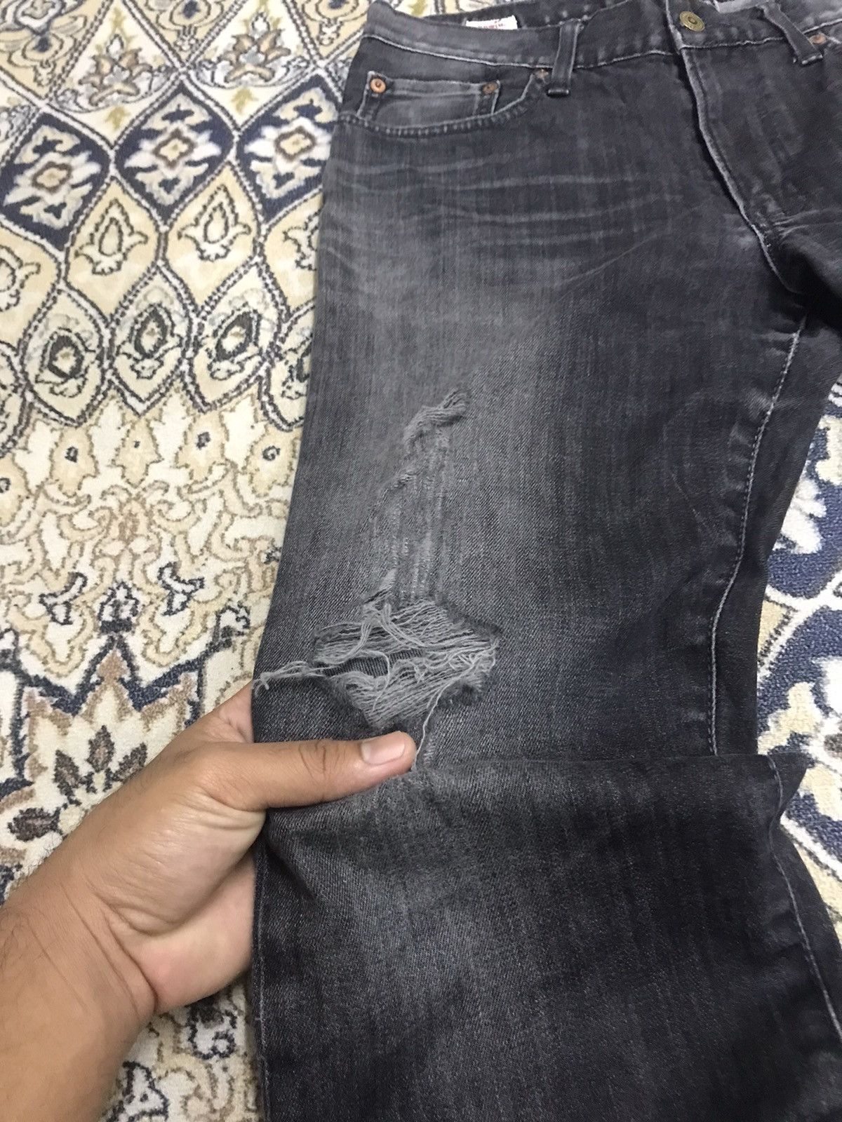 Edwin Vintage Edwin Distressed Stretchable Jeans Black Smoke Size US 33 - 5 Thumbnail