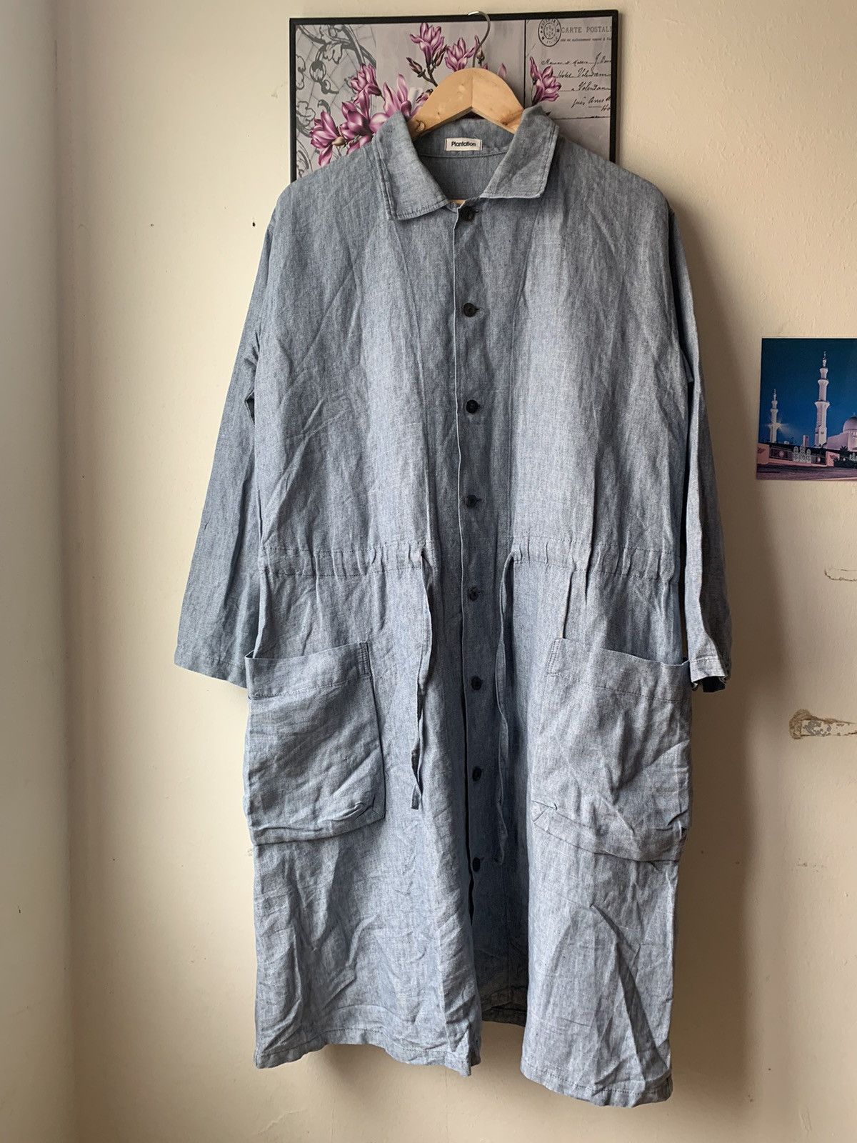 image of Plantation Issey Miyake Long Shirt Denim Style in Denim Blue, Women's (Size XL)